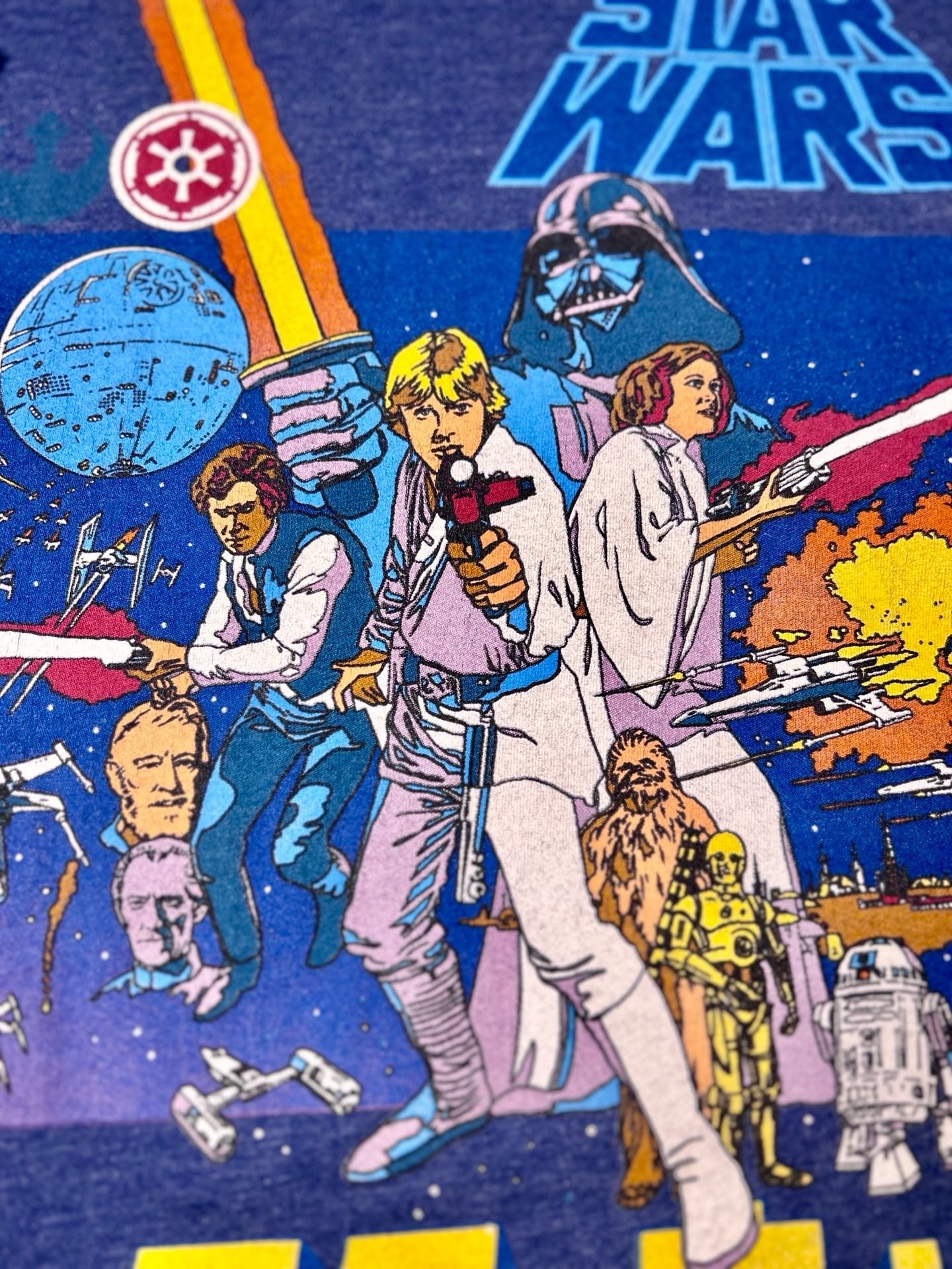 Star Wars Retro Japanese Poster Graphic T-Shirt Size M Heather Blue 3
