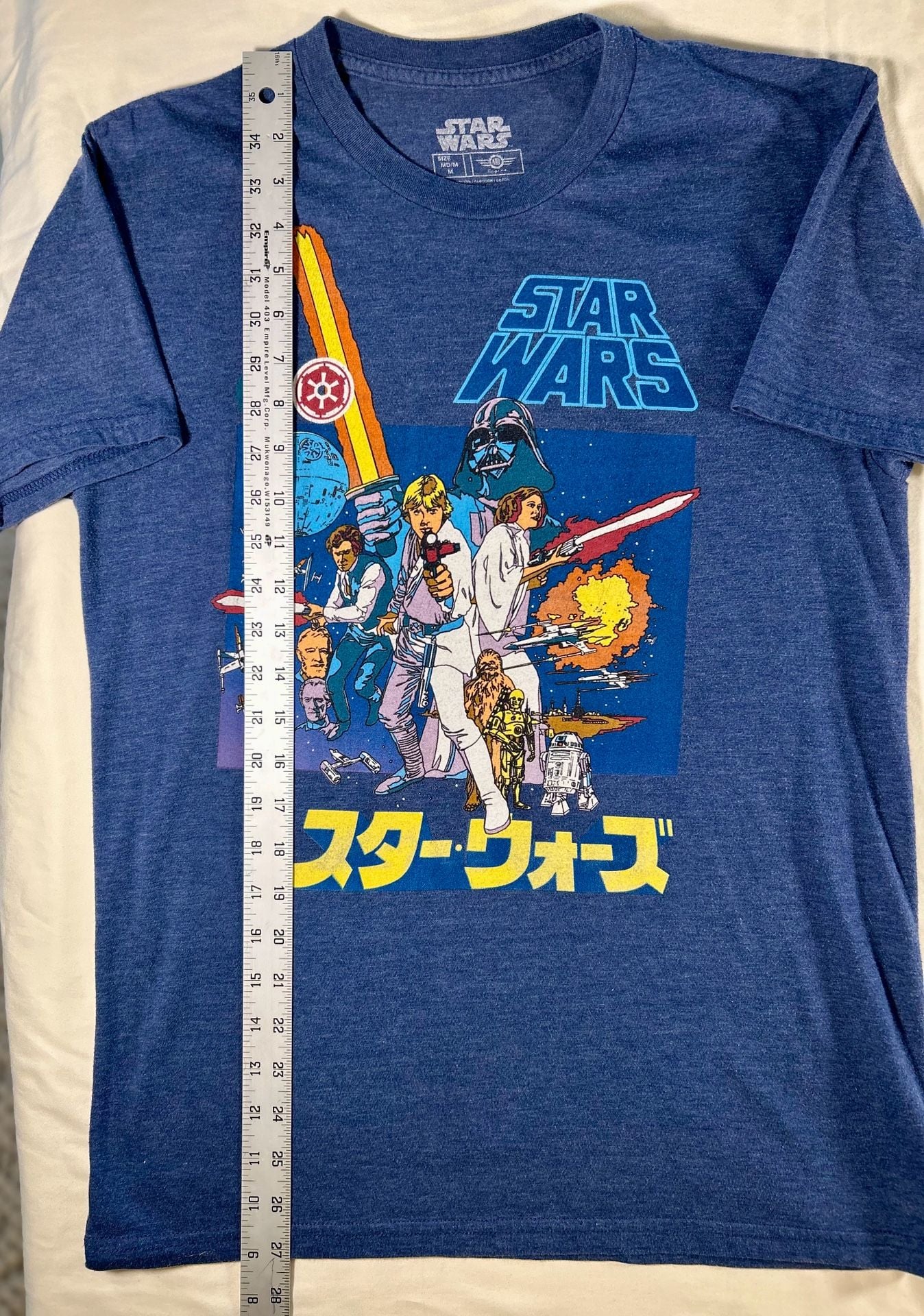 Star Wars Retro Japanese Poster Graphic T-Shirt Size M Heather Blue 5