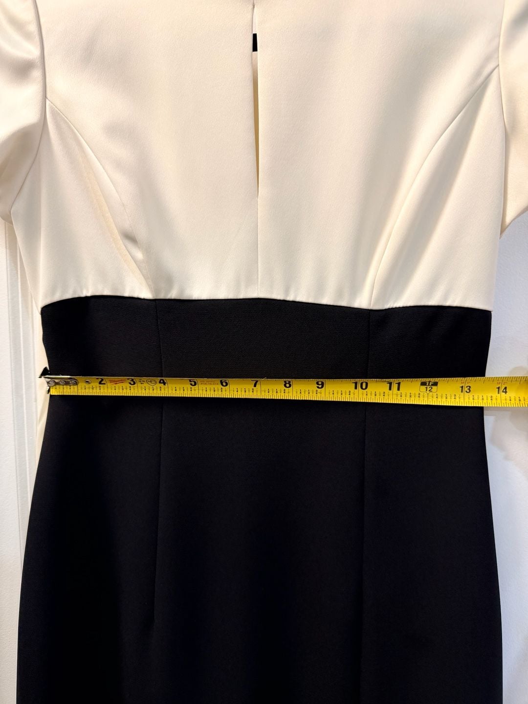 Vintage Two Tone Midi Dress Size S Cream Black Split 14