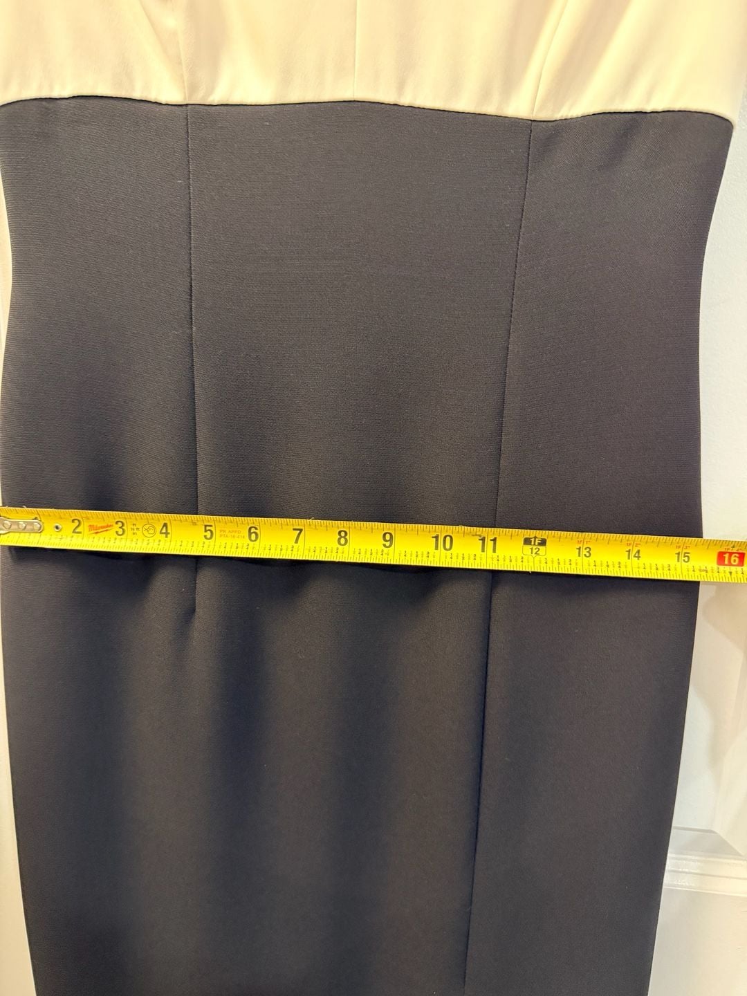 Vintage Two Tone Midi Dress Size S Cream Black Split 18