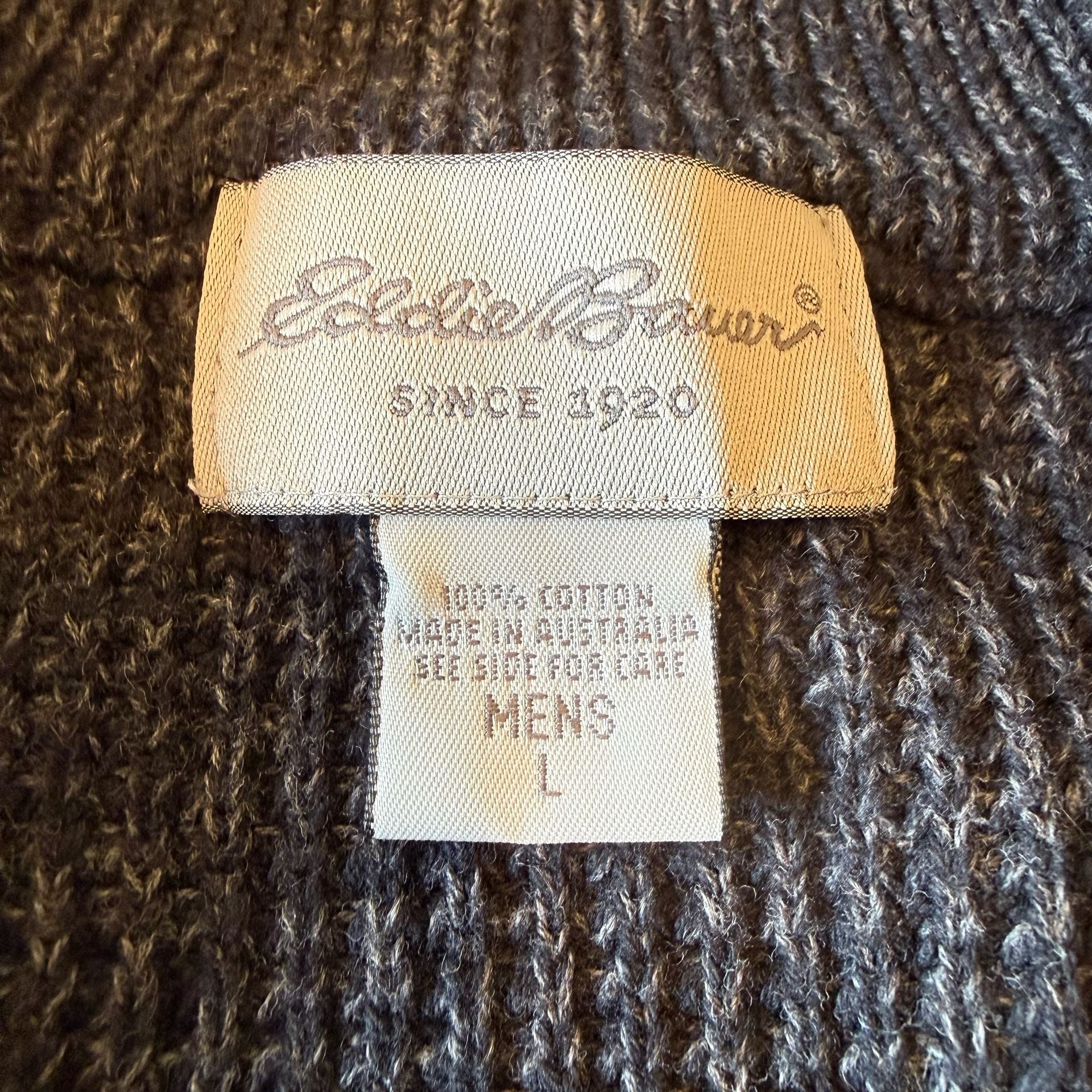 Vintage Eddie Bauer Sweater Mens L Large 1/4 Zip Ribbed Knit Cotton Australia 4