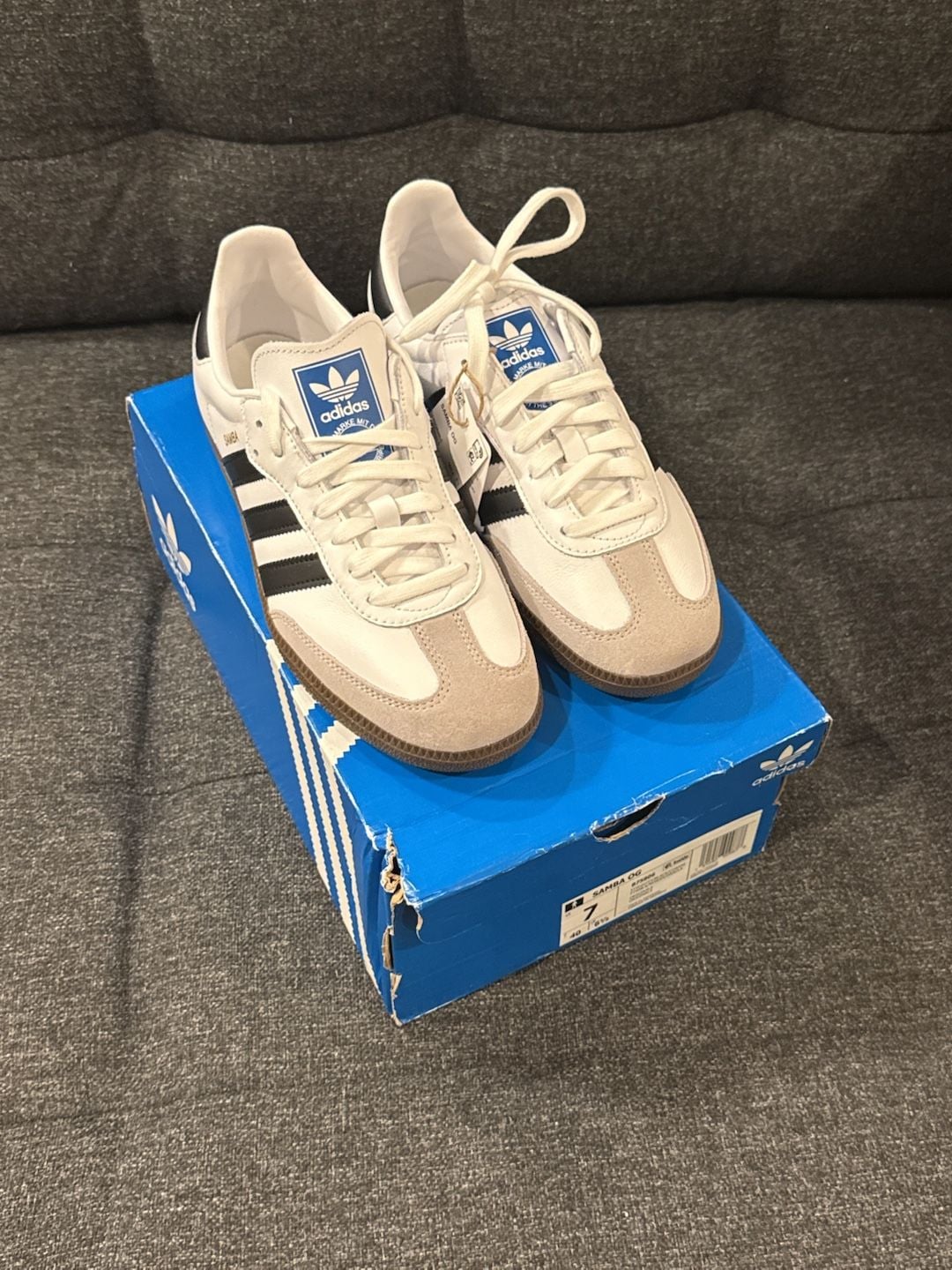 7M / 8W - Adidas Samba OG White Black Gum Sneakers 6