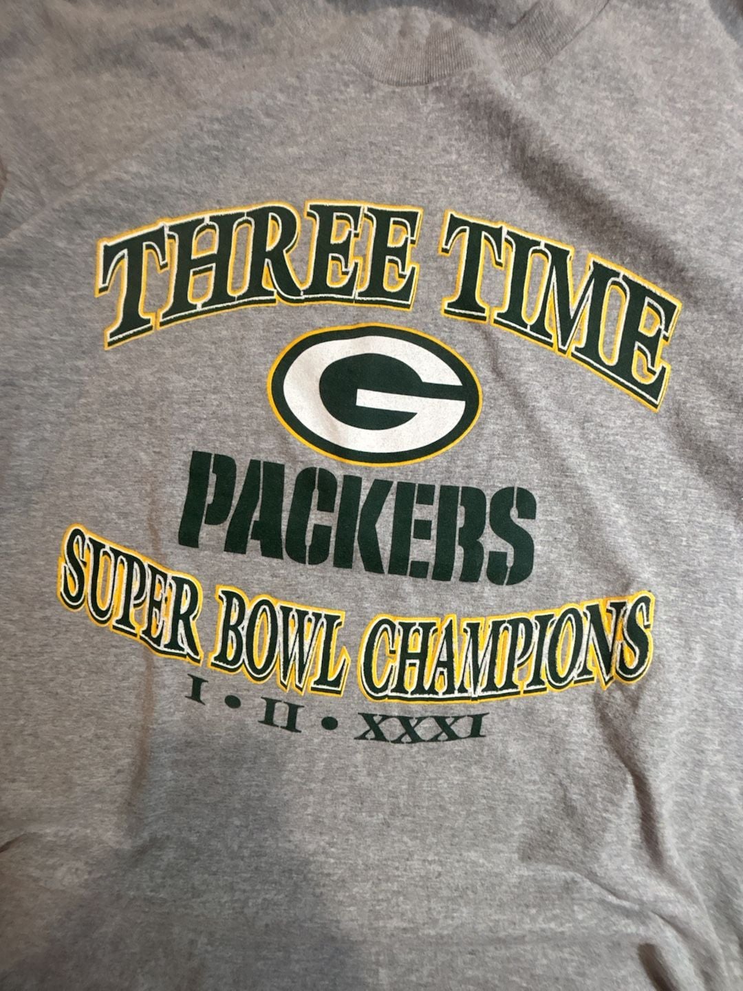 NFL Green Bay Packers Long Sleeve Shirt Gray Vintage Super Bowl Champions 3