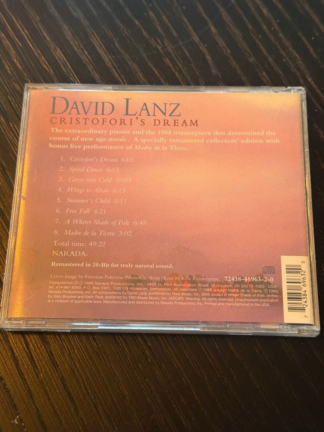 David Lanz - Cristofori's Dream Audio CD Narada 2