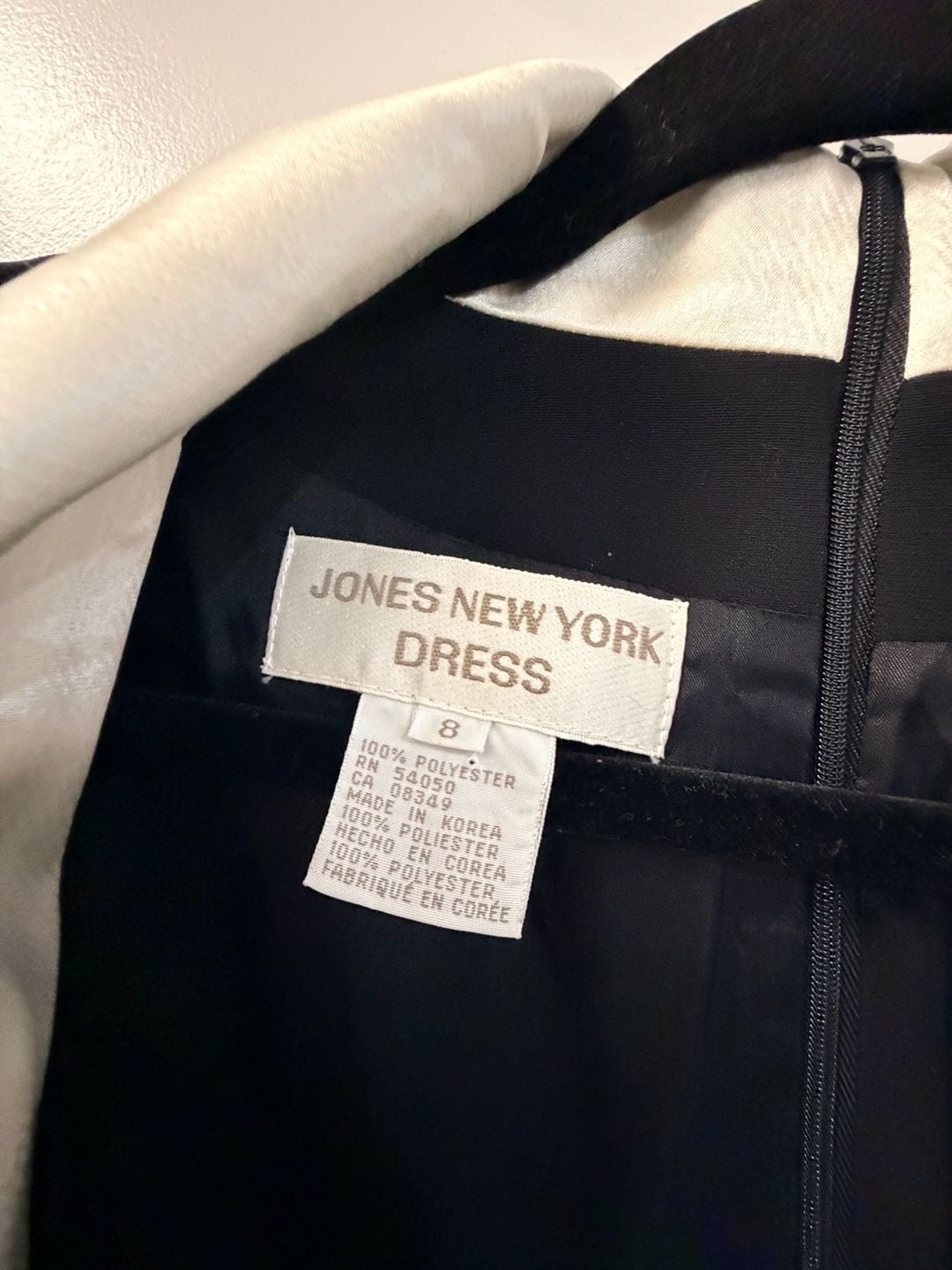 Jones New York Dress Jumpsuit Size 8 Black White Satin Trim 5