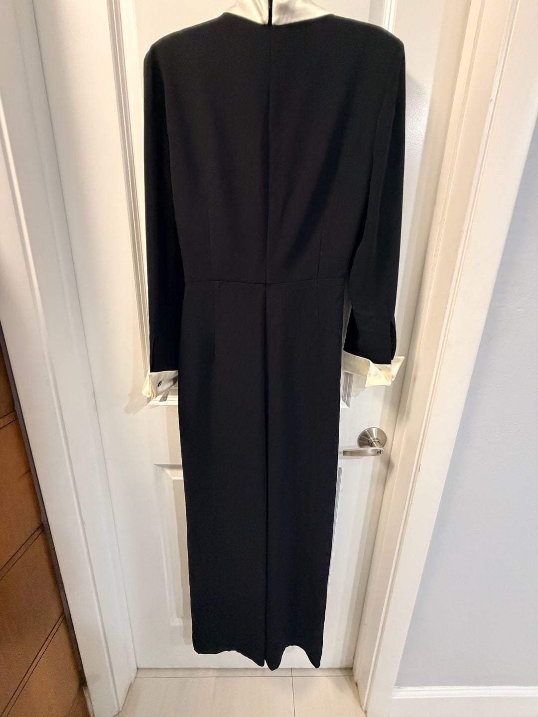 Jones New York Dress Jumpsuit Size 8 Black White Satin Trim 10