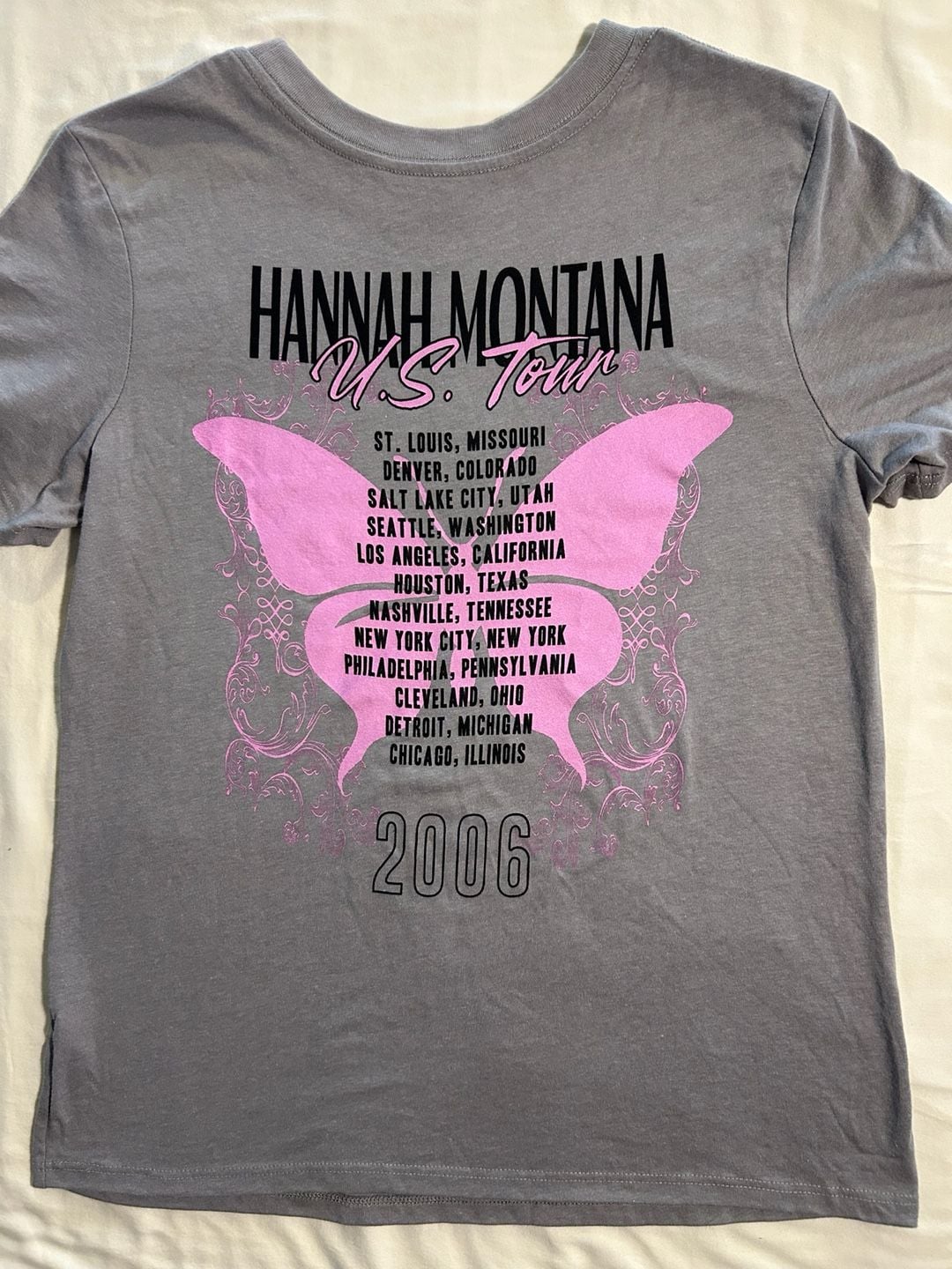 Vintage Hannah Montana 2006 U.S. Tour Graphic Tee Gray 6