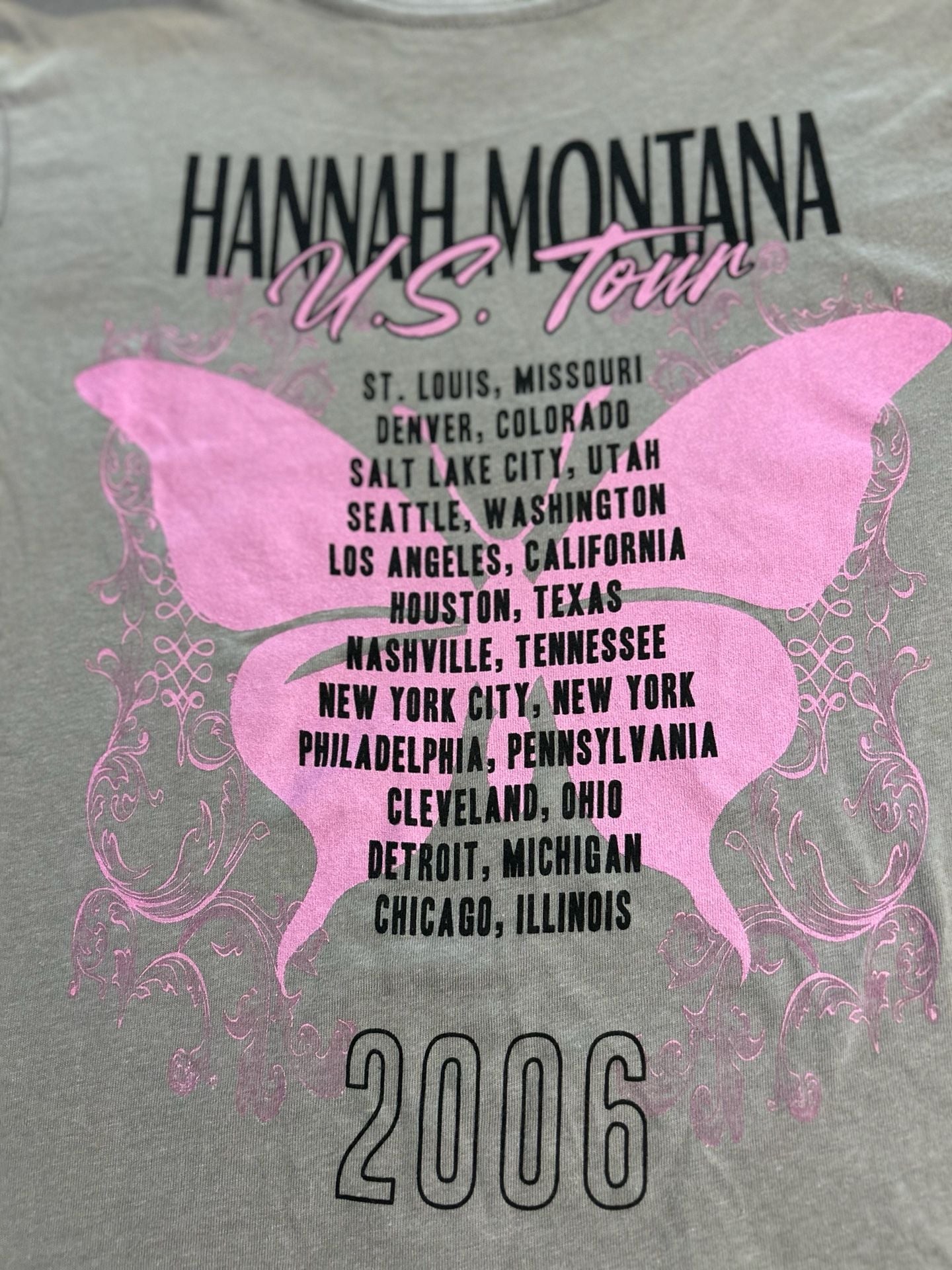 Vintage Hannah Montana 2006 U.S. Tour Graphic Tee Gray 7