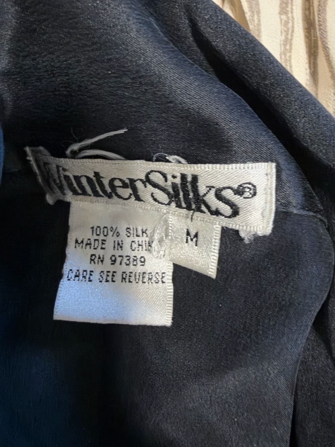 WinterSilks Open Knit Sweater Size M Black Silk Open Back Pullover 4