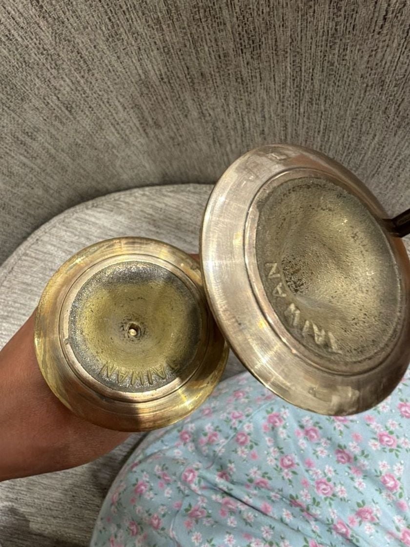 Vintage Brass Tulip Candlestick Holders Set of 3 Taiwan 3