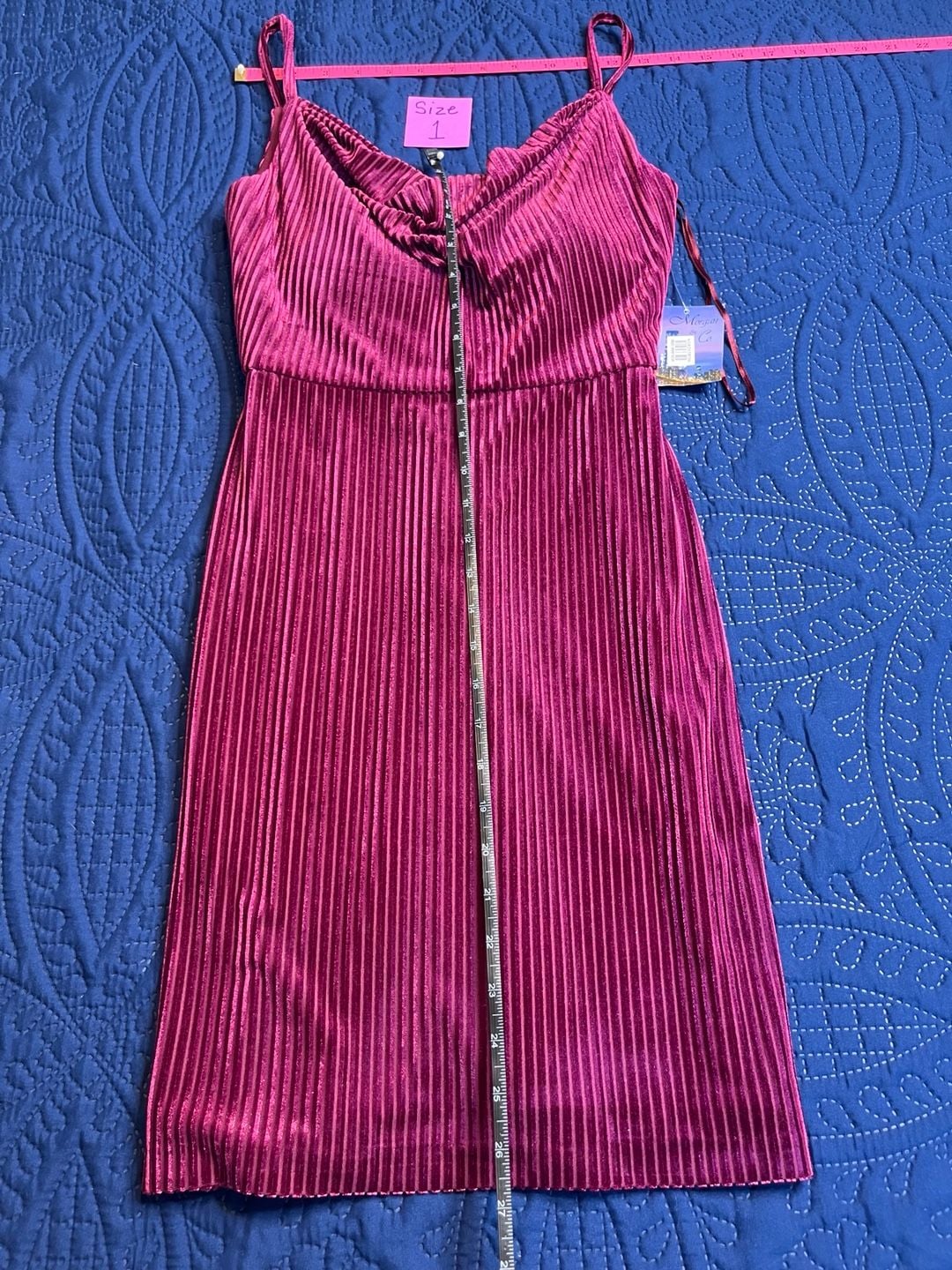 Magenta Velvet Pleated Cowl Neck Party Cocktail 4