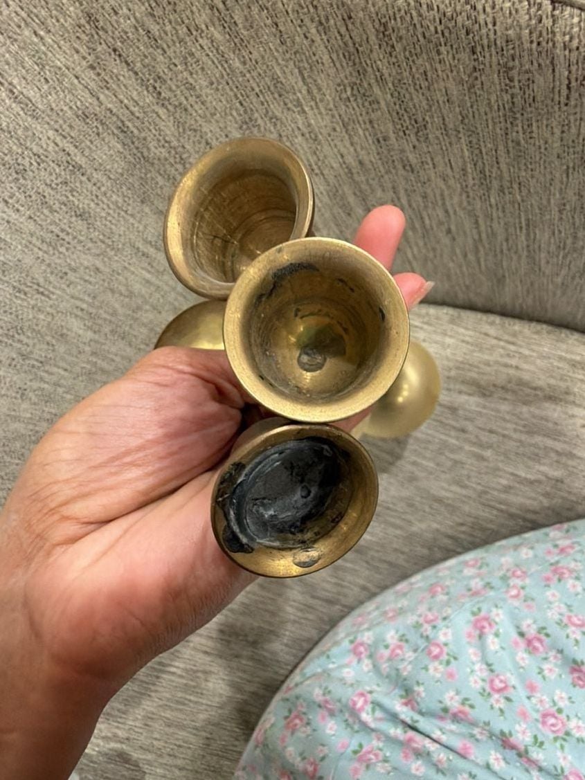 Vintage Brass Tulip Candlestick Holders Set of 3 Taiwan 6
