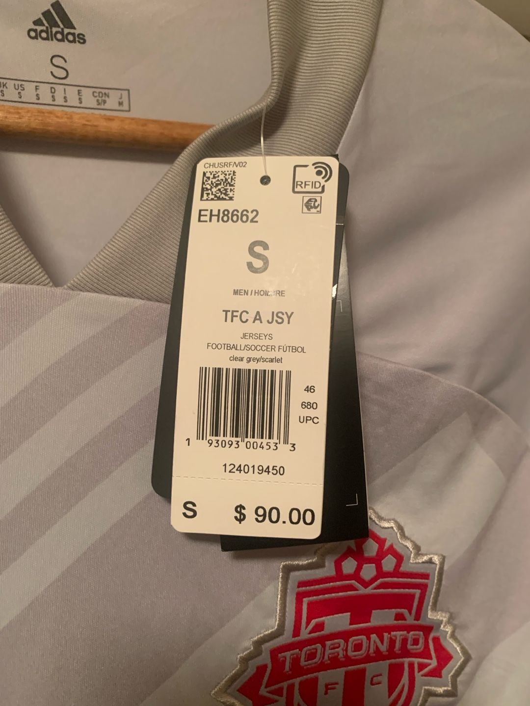 Adidas Toronto FC Soccer Jersey Size S Clear Grey Scarlet 7