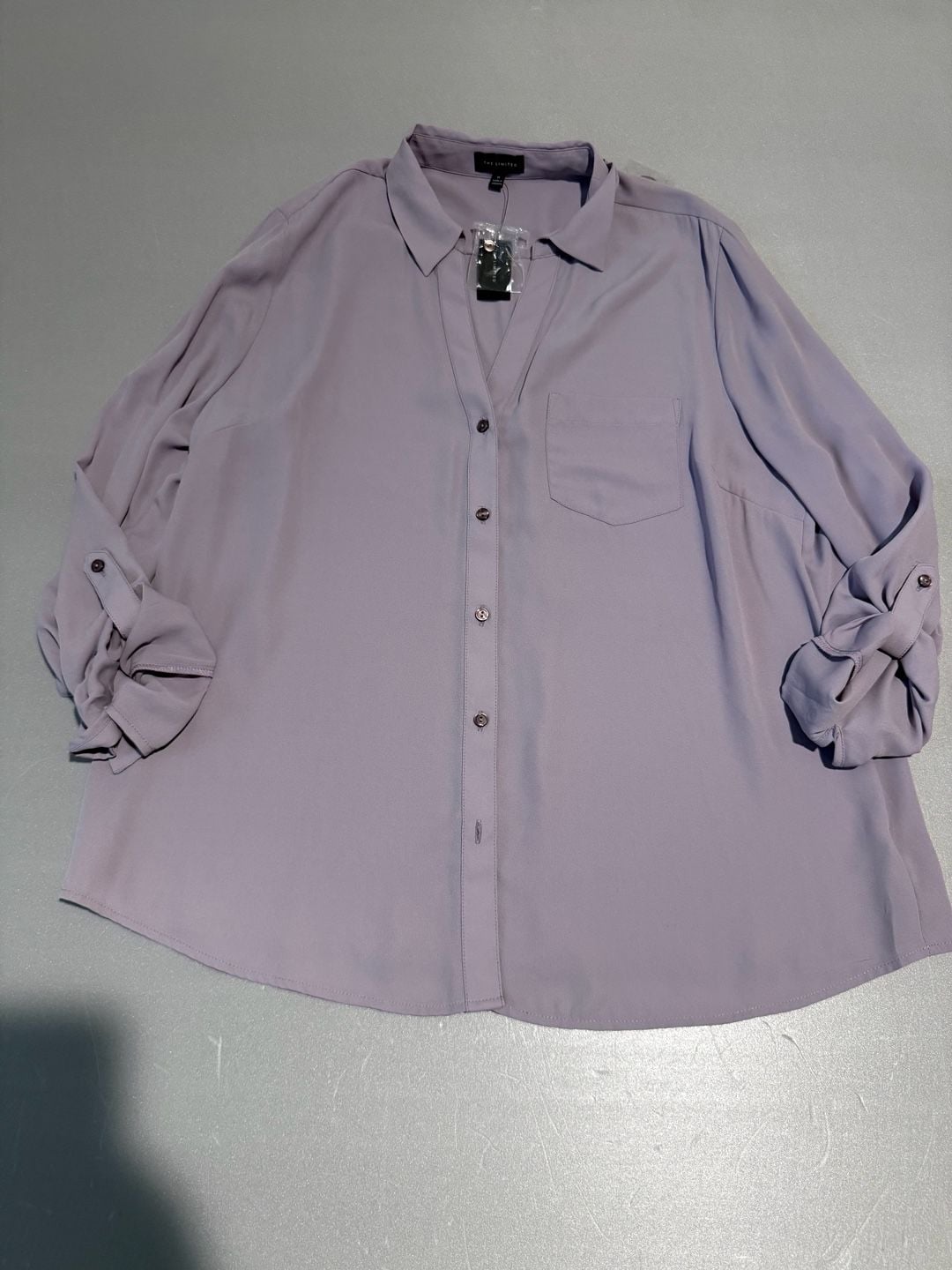 The Limited Button Down Blouse Size XL Purple Long Sleeve Pocket Top 2