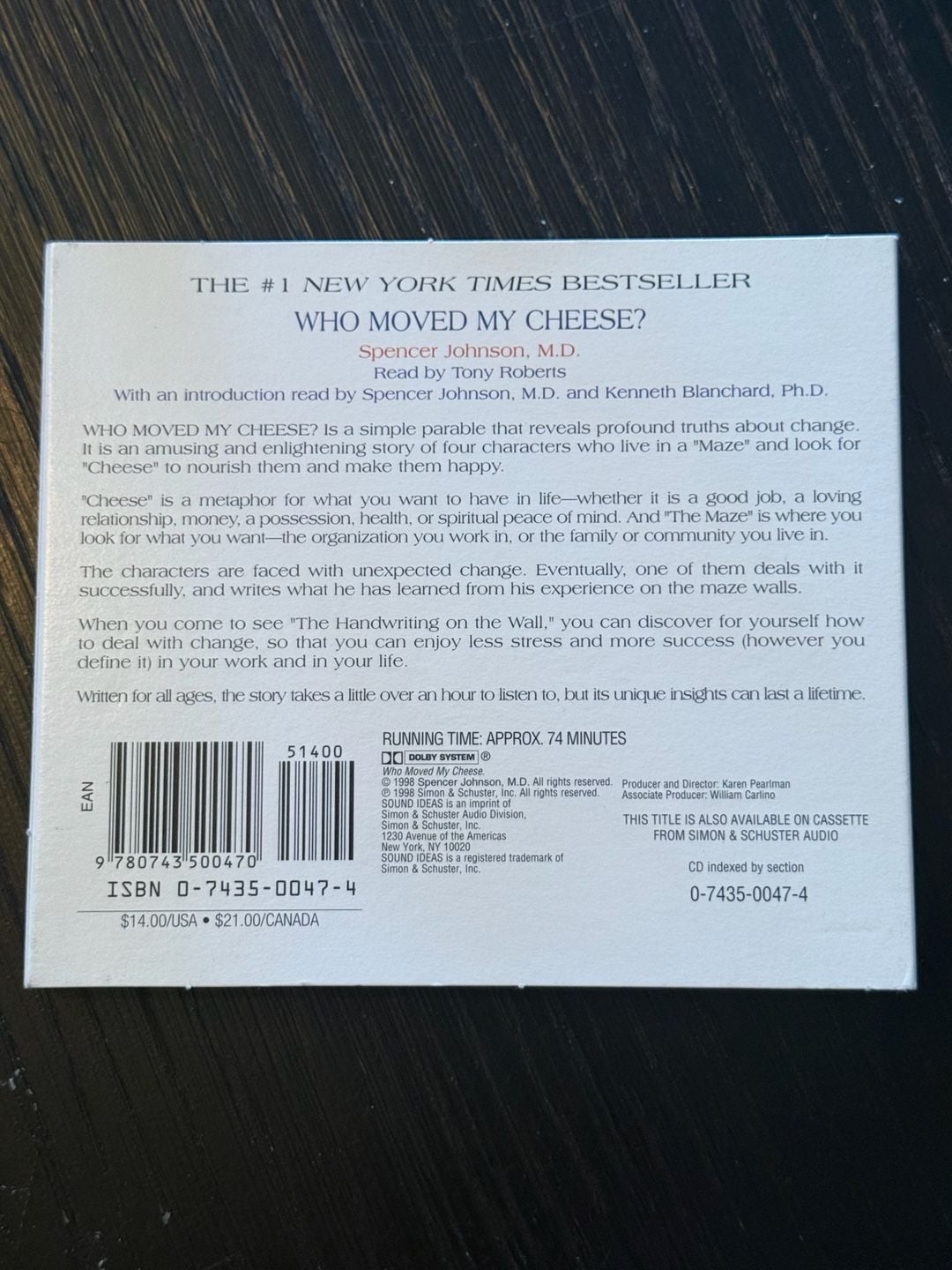 Simon & Schuster Audio Who Moved My Cheese? Audio CD Spencer Johnson 2