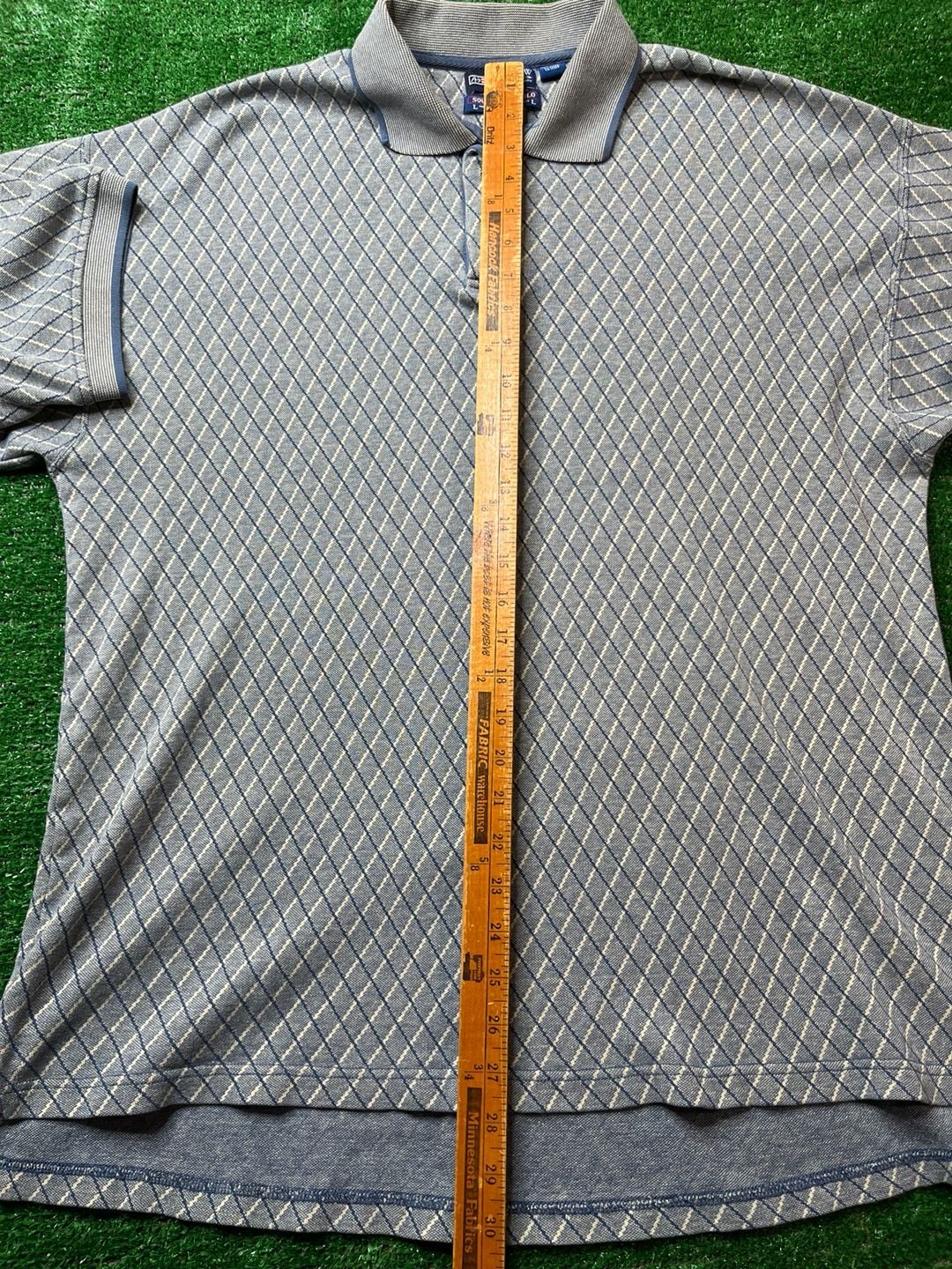 Arrow Southport Polo Shirt Size L Blue Diamond Knit Short Sleeve 7