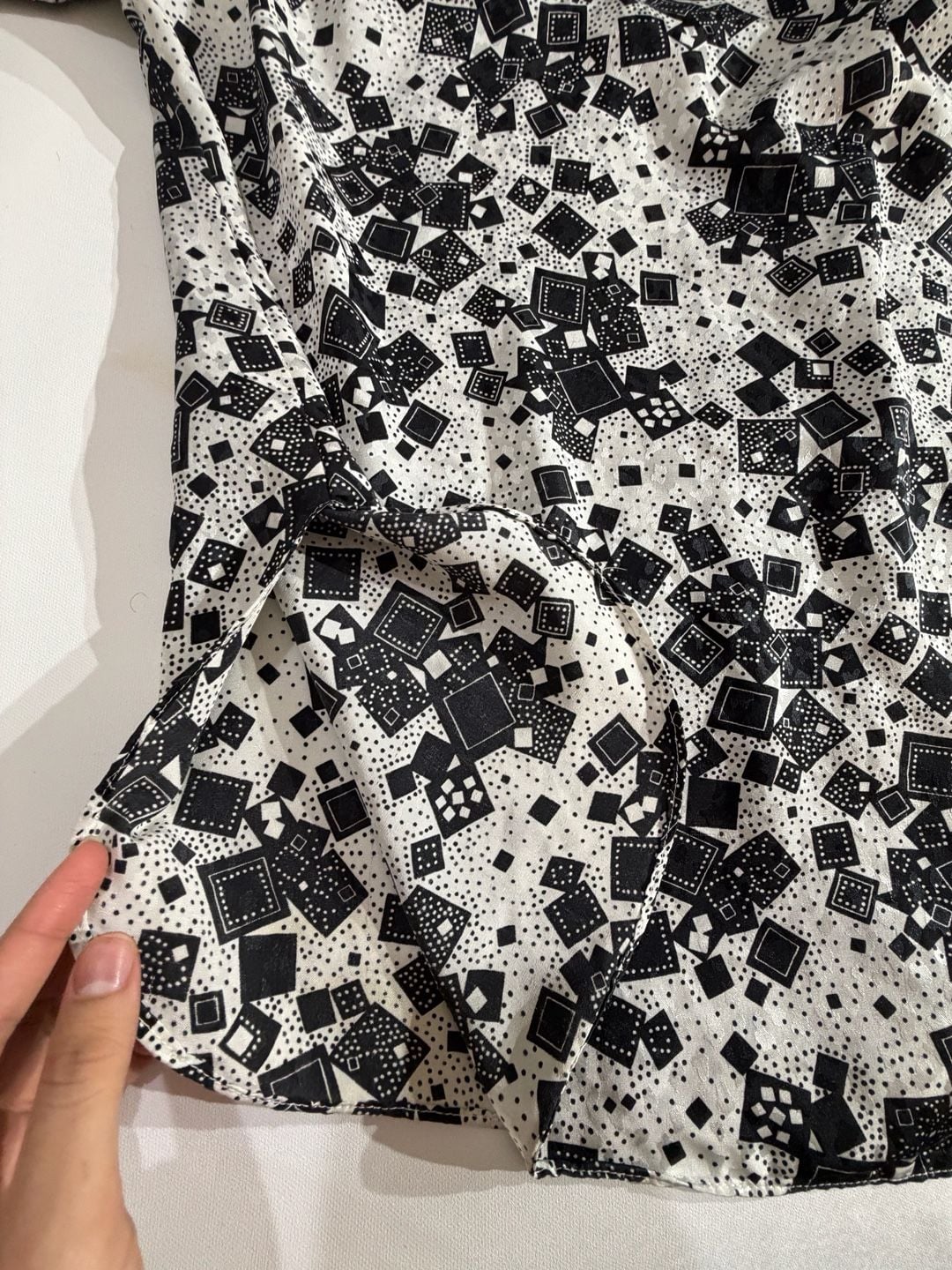 Vintage MG Black White Geometric Pattern Short Sleeve Blouse 8