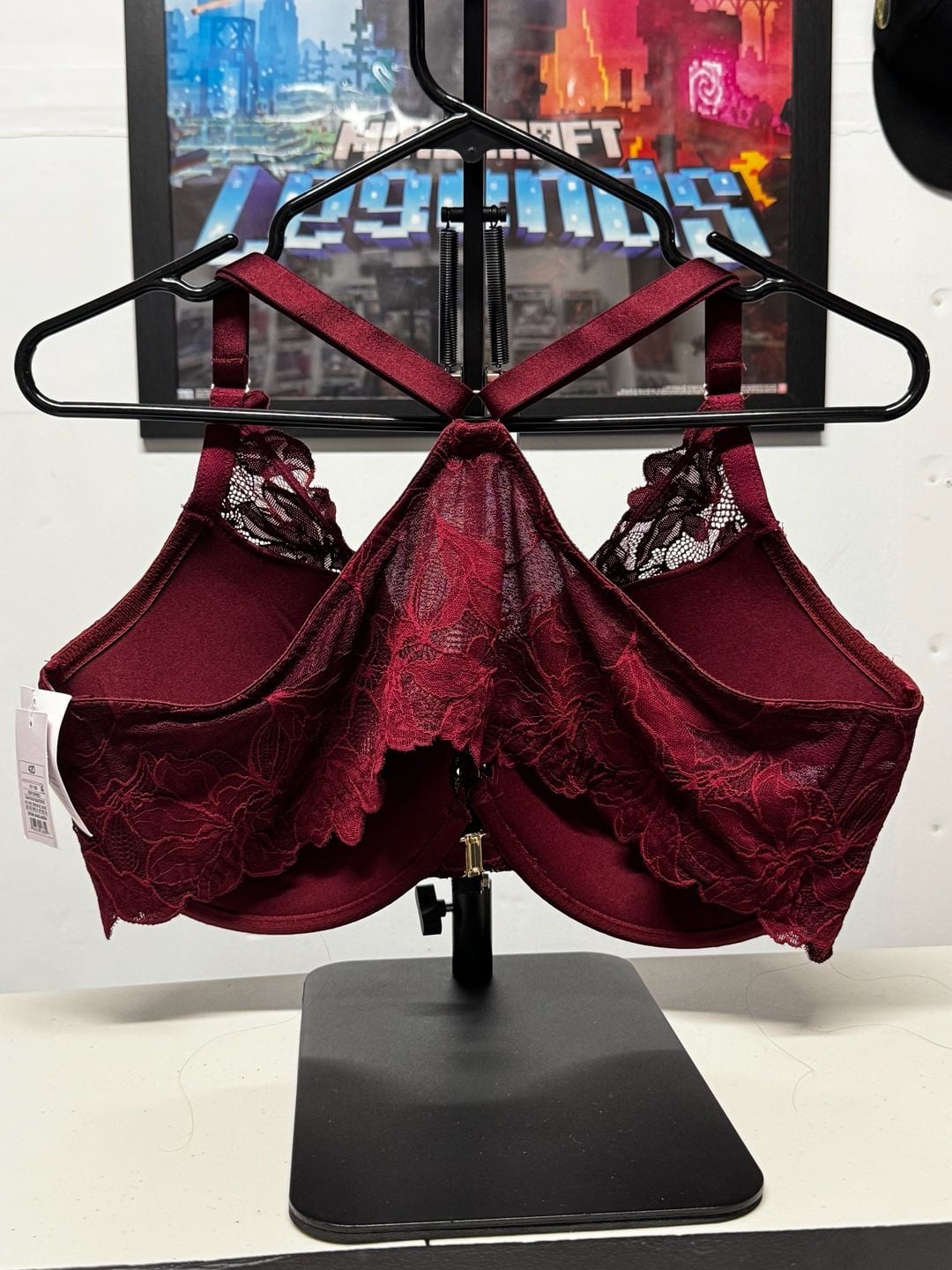 WU61 Size 40DDD Auden Lace Push Up Front Close Plunge Bra Berry Red NWT 3