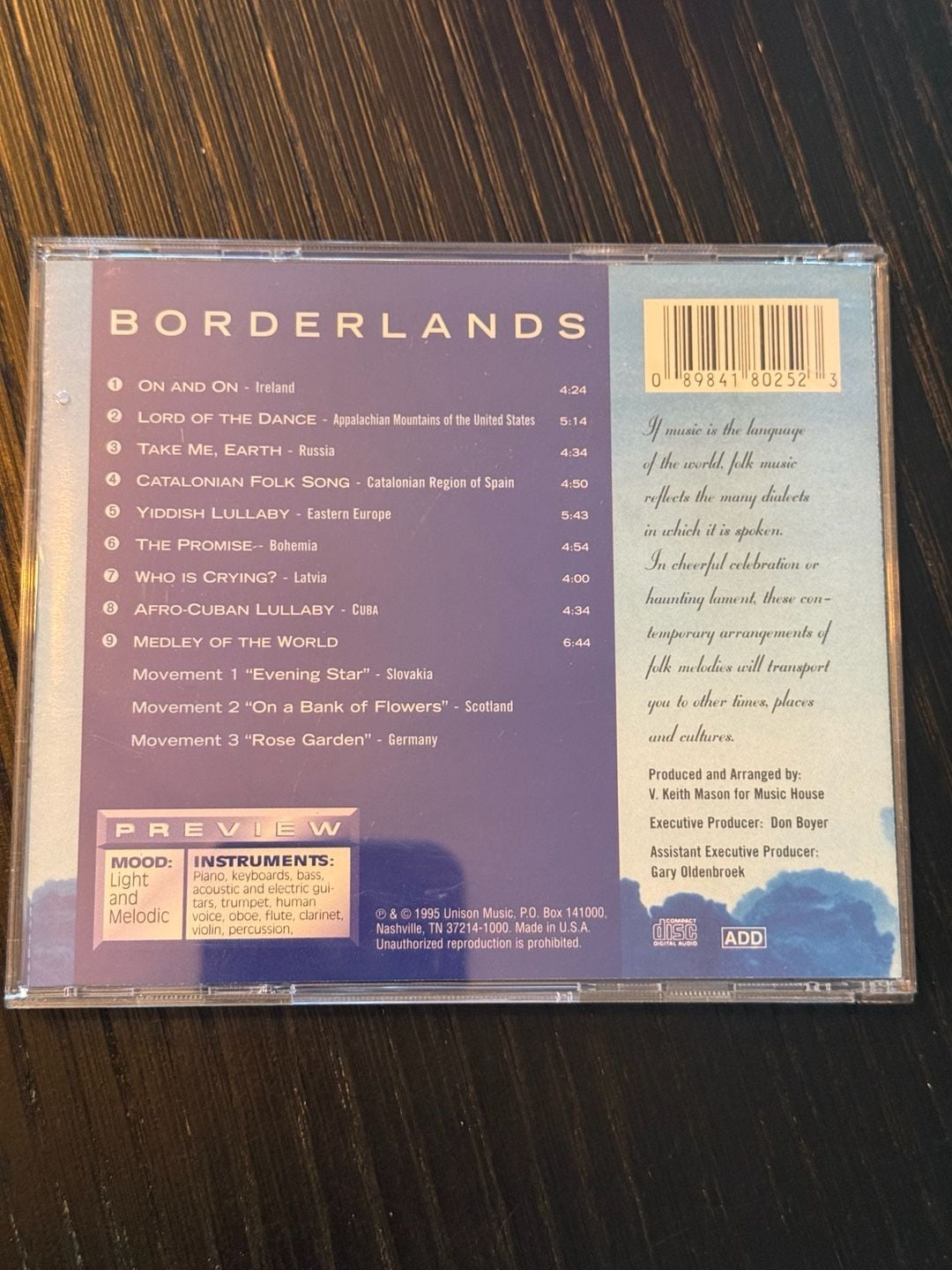 Borderlands V. Keith Mason Audio CD World Folk Music Album 2