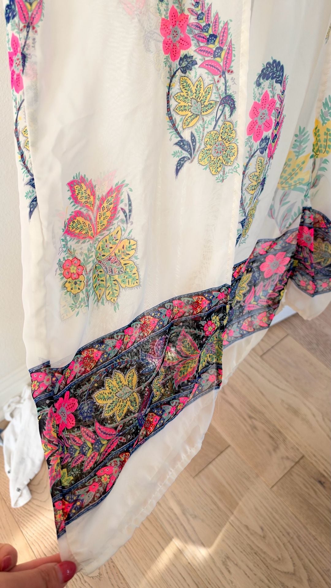 Charlotte Russe Floral Kimono Cardigan Size S White Boho Cover Up 3
