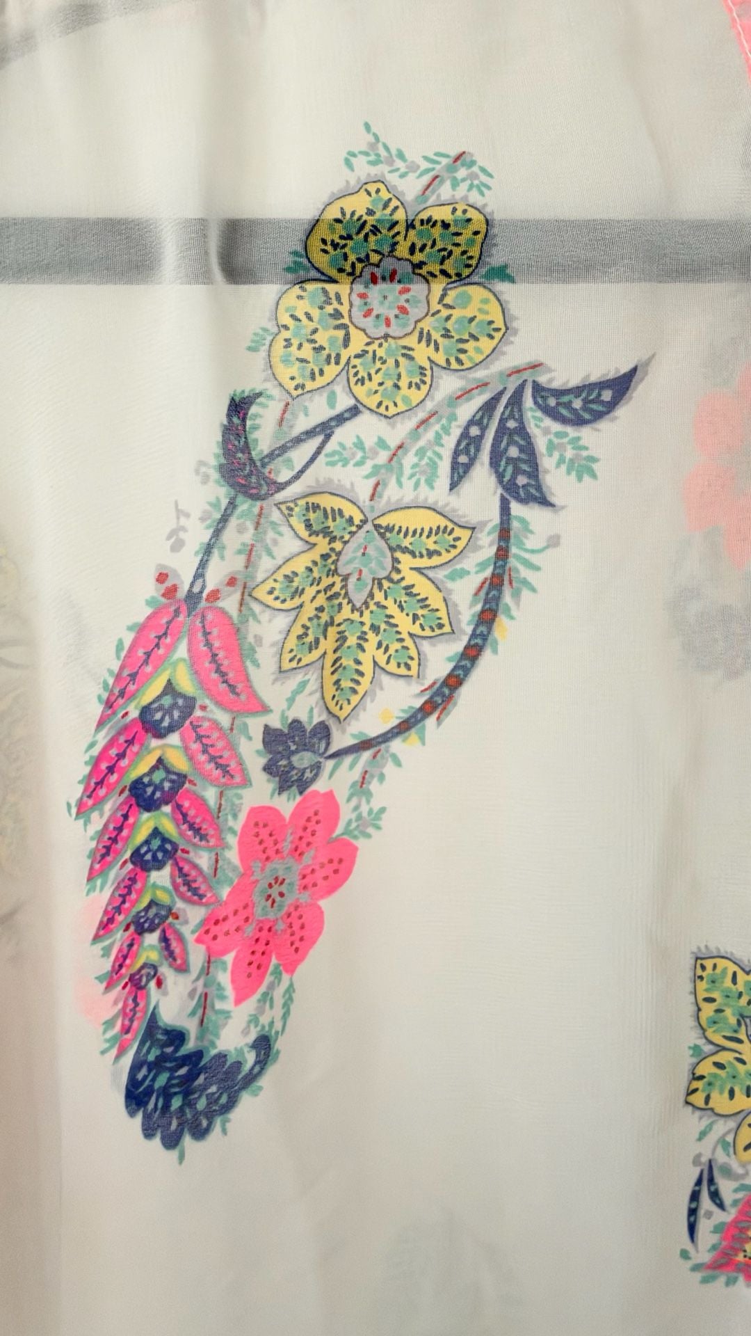 Charlotte Russe Floral Kimono Cardigan Size S White Boho Cover Up 5