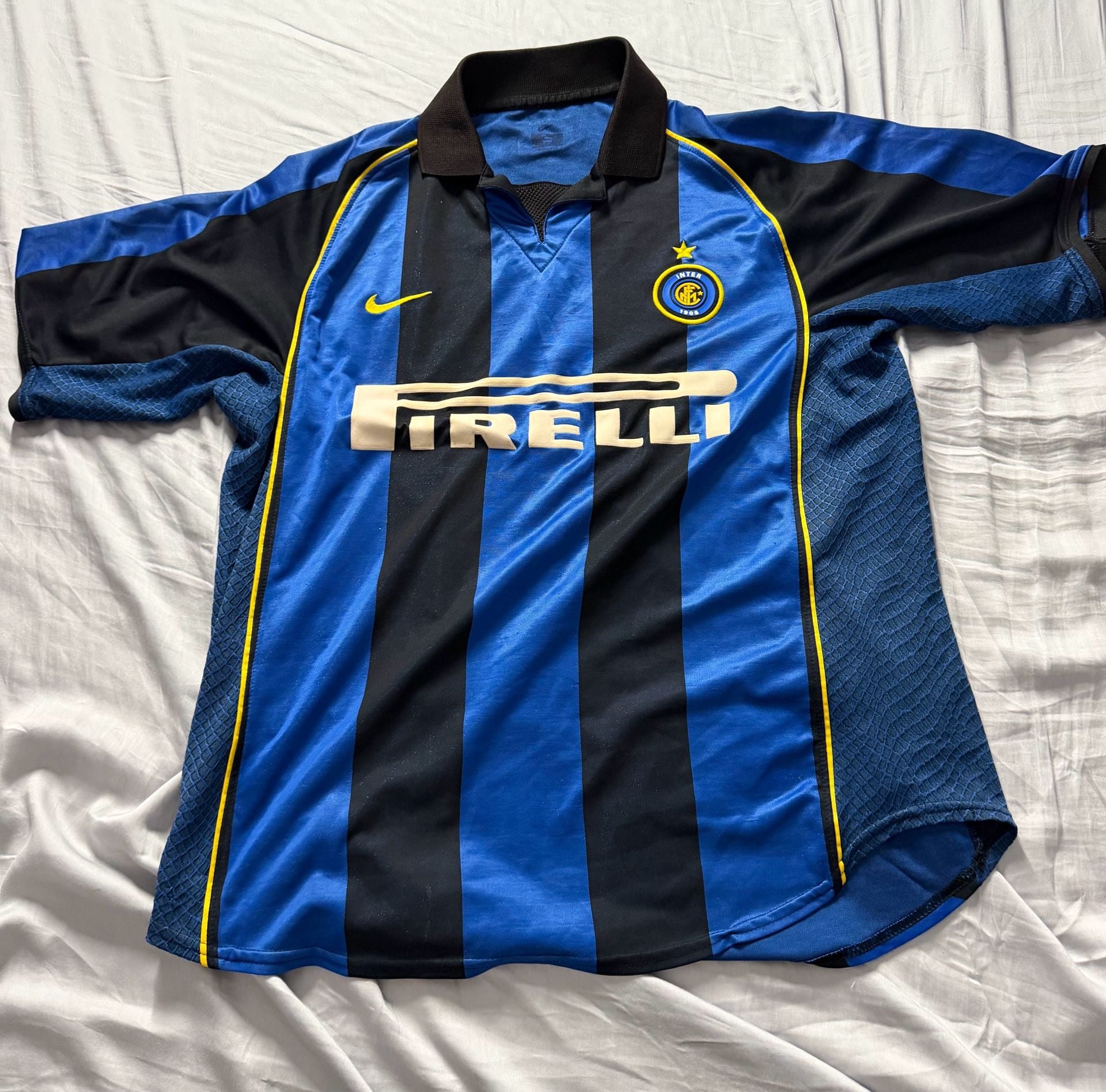 Nike Inter Milan 2001/02 Home Soccer Jersey Blue Black Pirelli 2