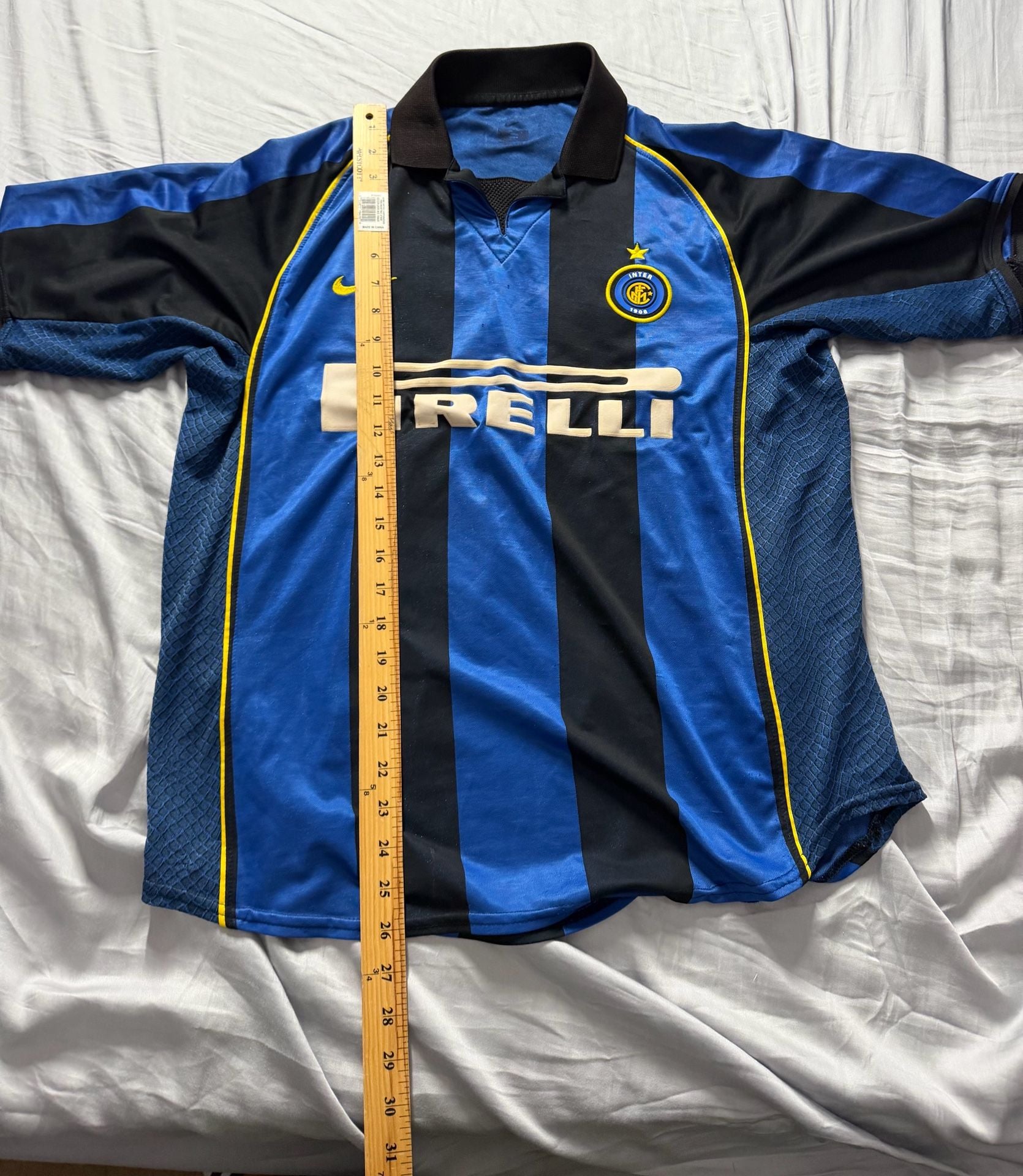 Nike Inter Milan 2001/02 Home Soccer Jersey Blue Black Pirelli 5
