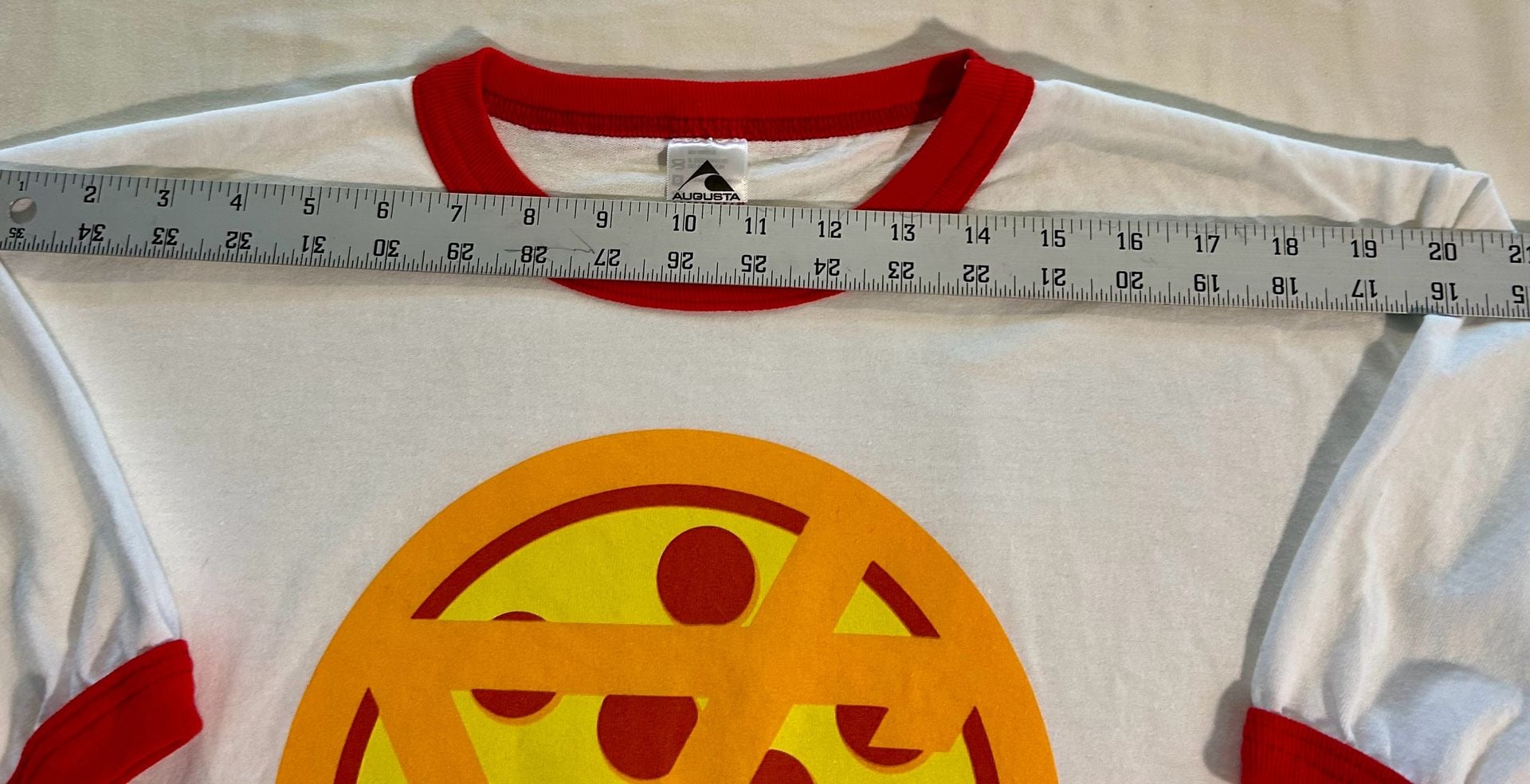 Augusta Sportswear Pizza Graphic Ringer T-Shirt Adult L White Red 6