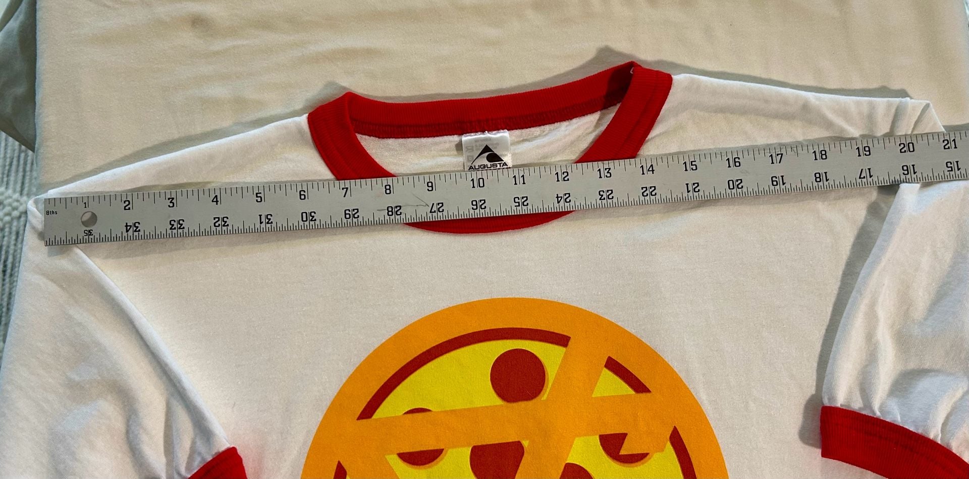 Augusta Sportswear Pizza Graphic Ringer T-Shirt Adult L White Red 7