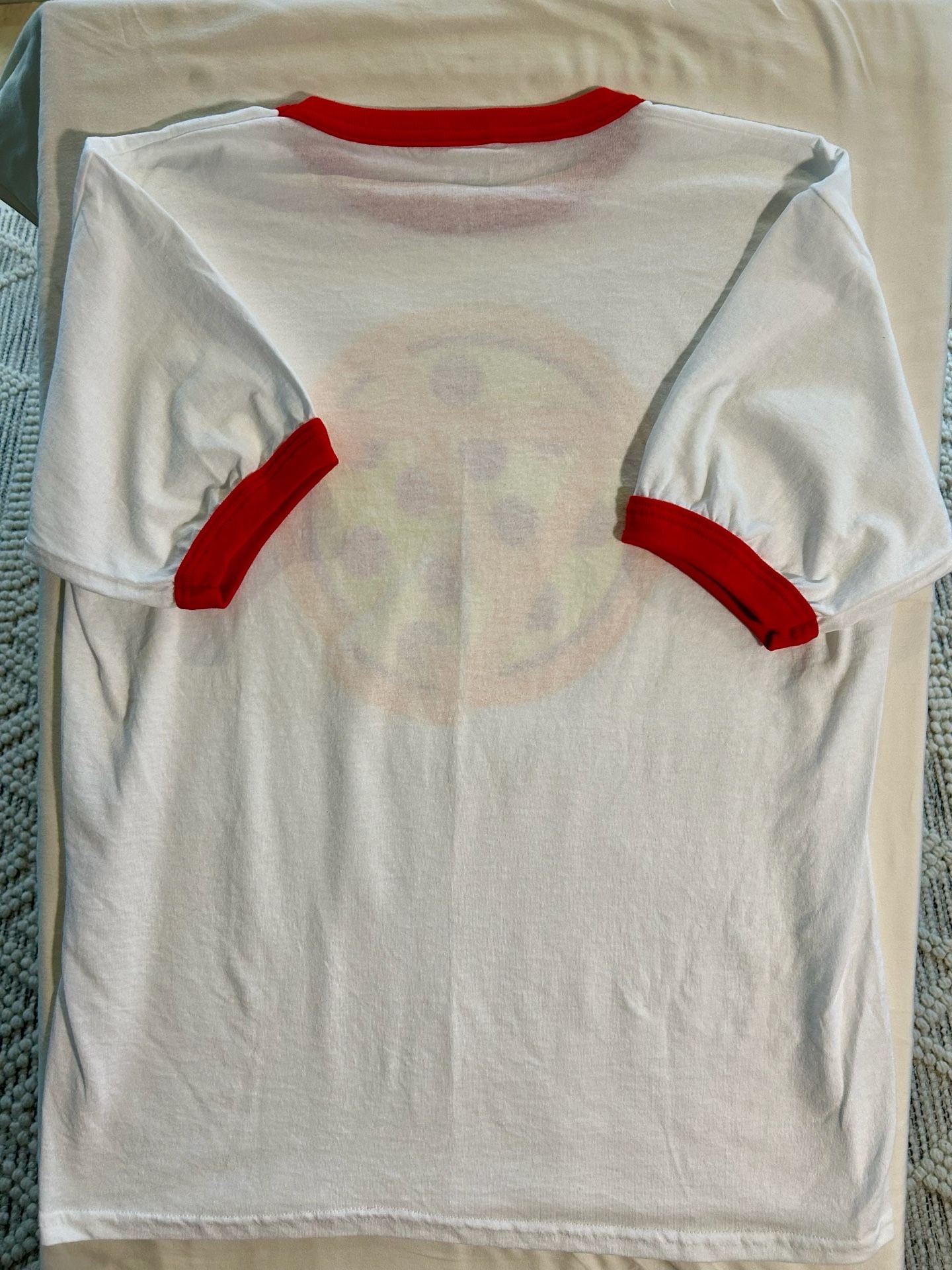 Augusta Sportswear Pizza Graphic Ringer T-Shirt Adult L White Red 8