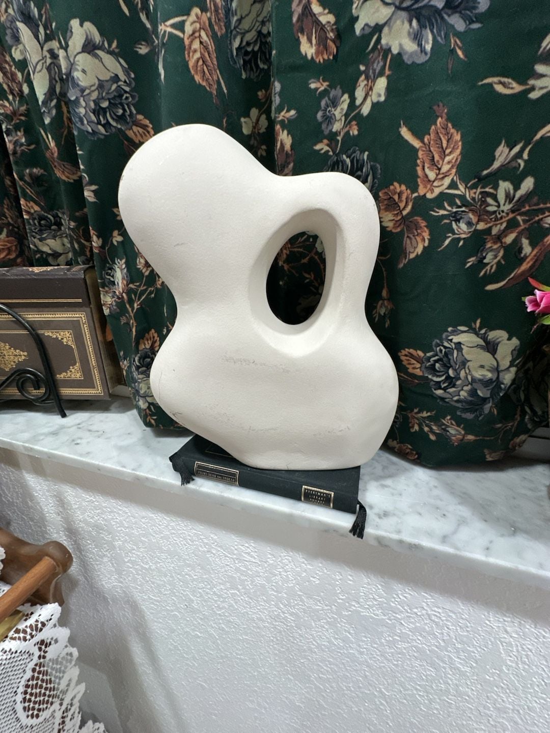 Modern Ceramic Abstract Organic Sculpture White Hollow Decor 1