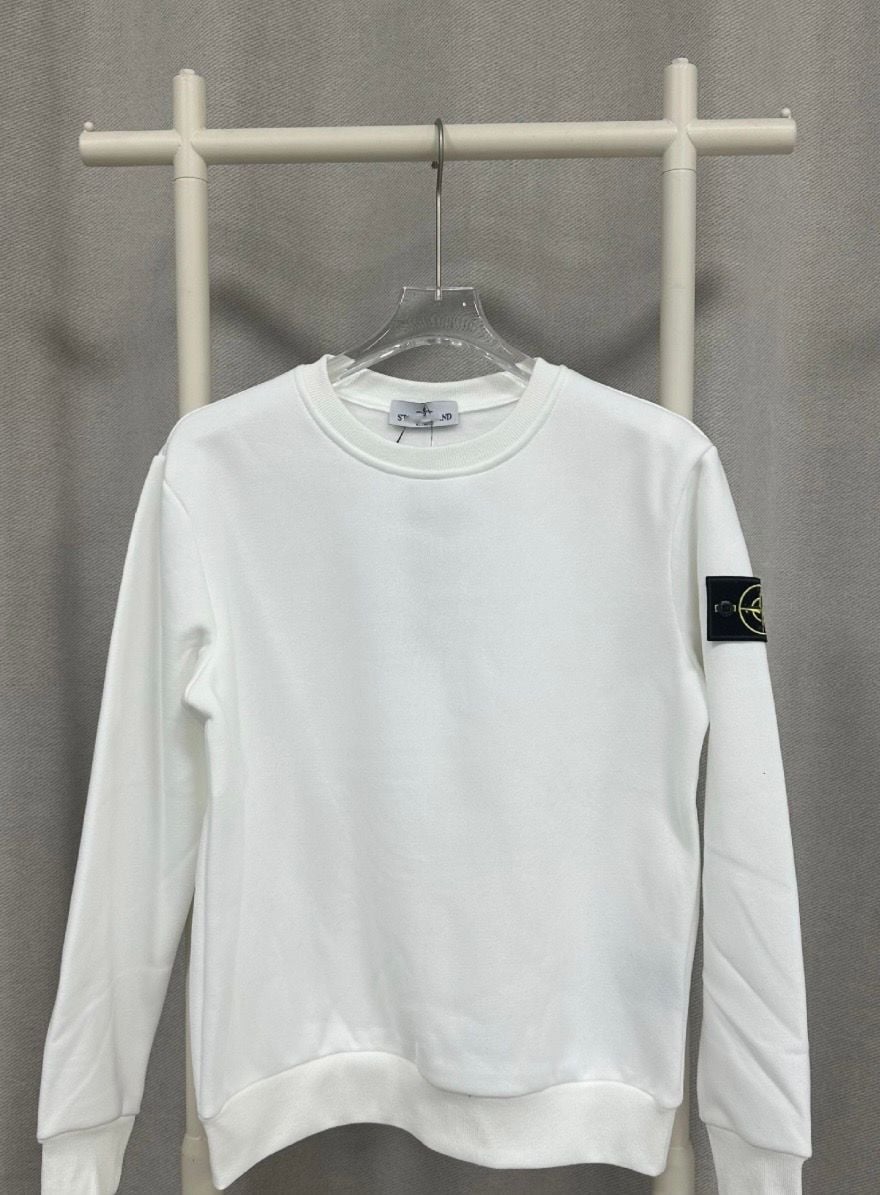 Stone Island Compass Patch Crewneck Sweatshirt White 2