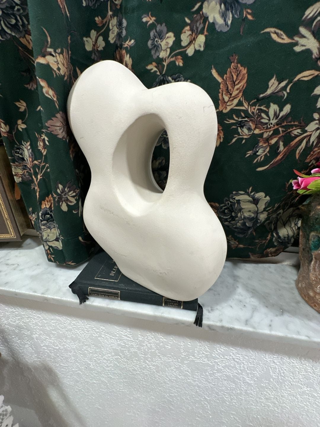 Modern Ceramic Abstract Organic Sculpture White Hollow Decor 4