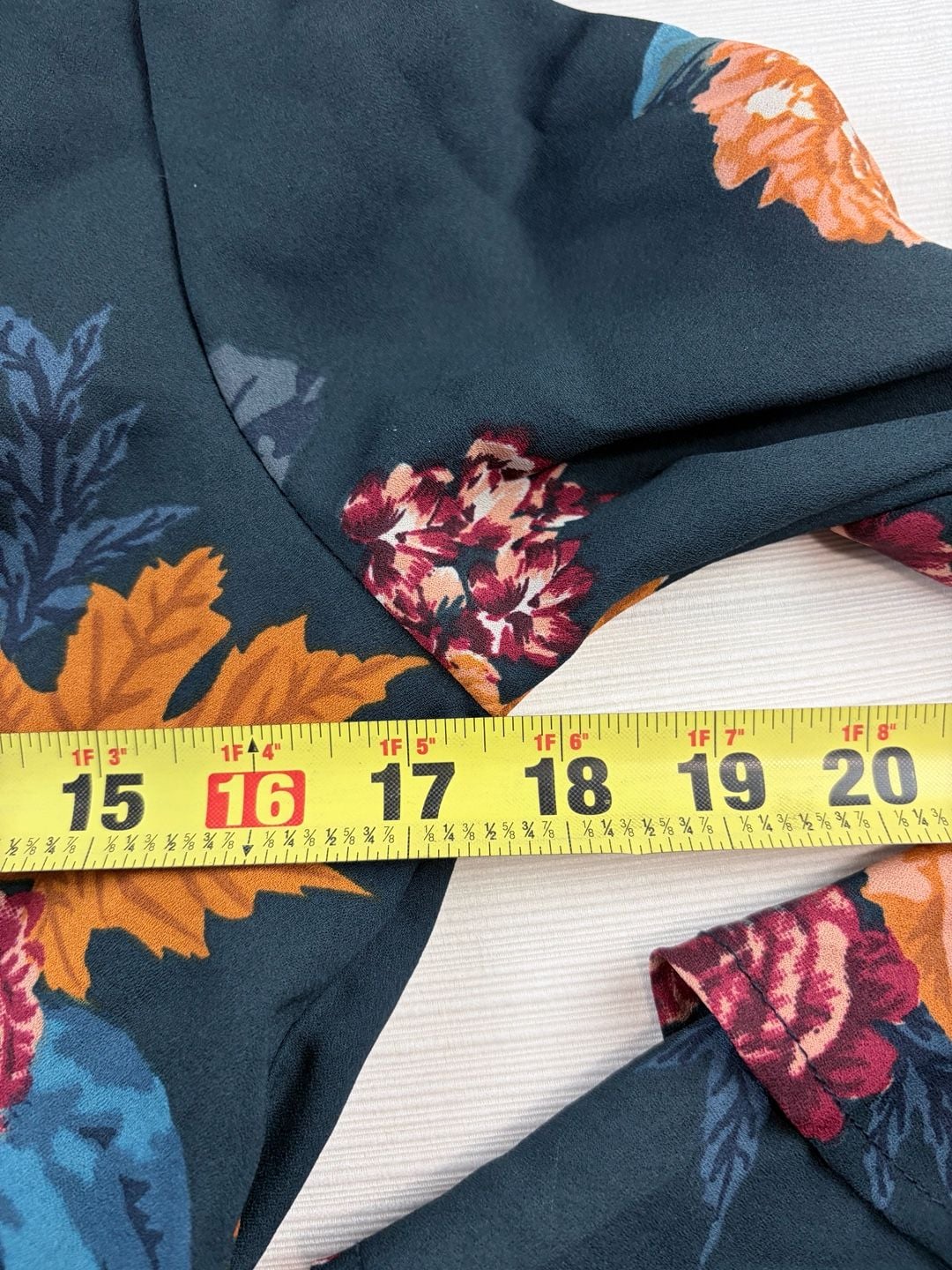 Boho Hint of Blush Floral Wrap Dress Size S Dark Teal Bell Sleeve Tassel 7