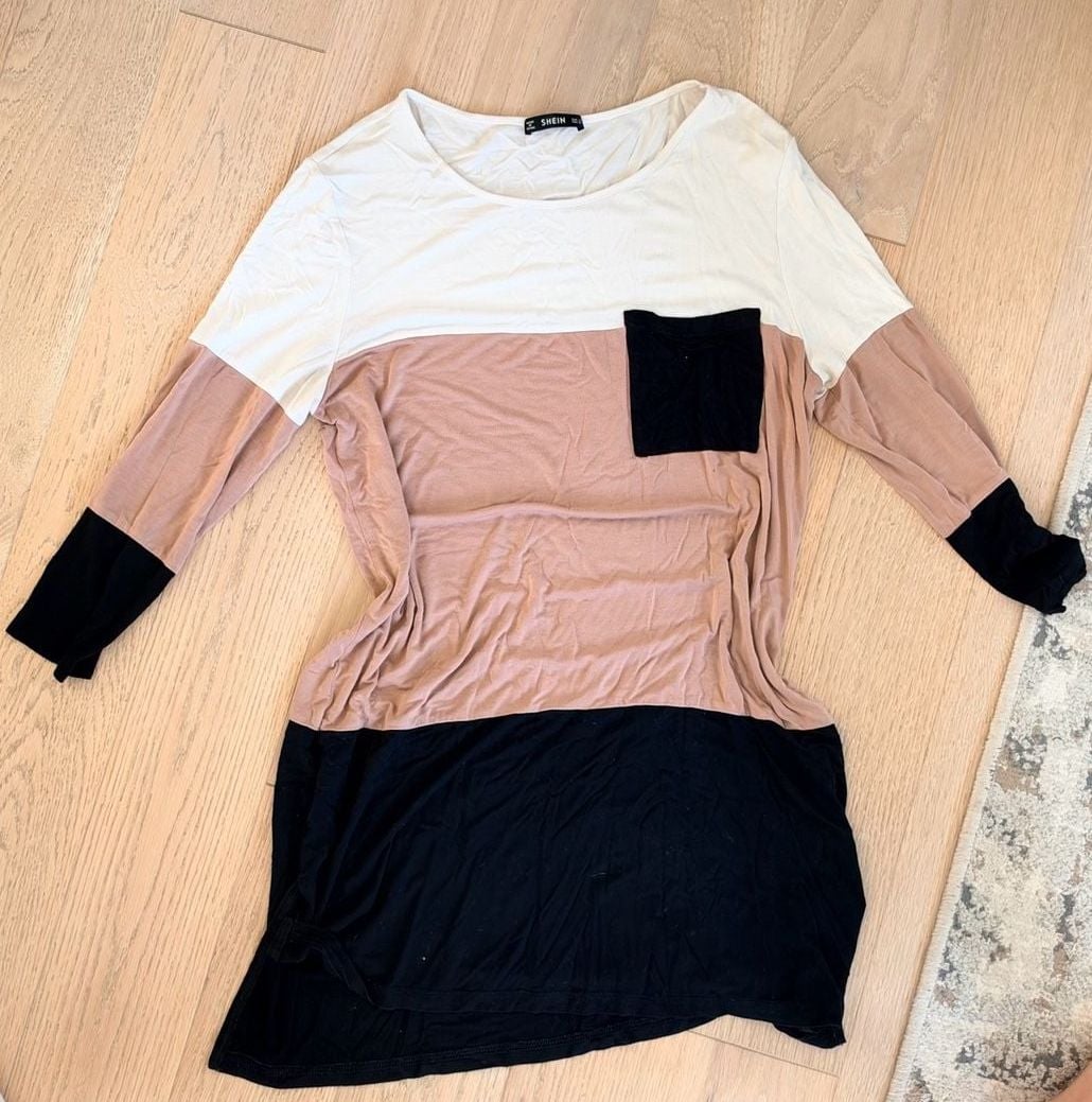 SHEIN Colorblock 3/4 Sleeve T-Shirt Dress 1