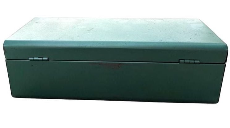 Vintage Metal Cash Box Teal Green Lockable Storage Box 3