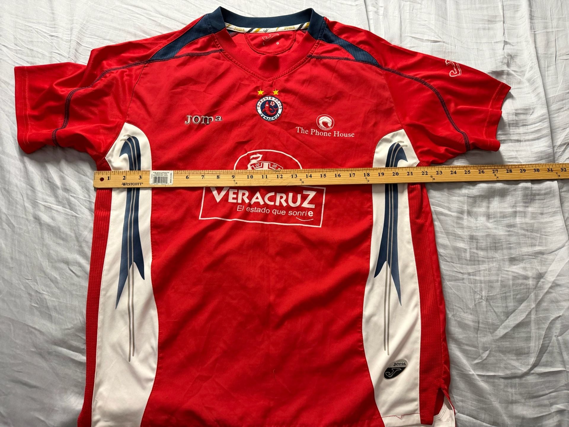Joma Tiburones Rojos Veracruz Soccer Jersey Size L Red White 3