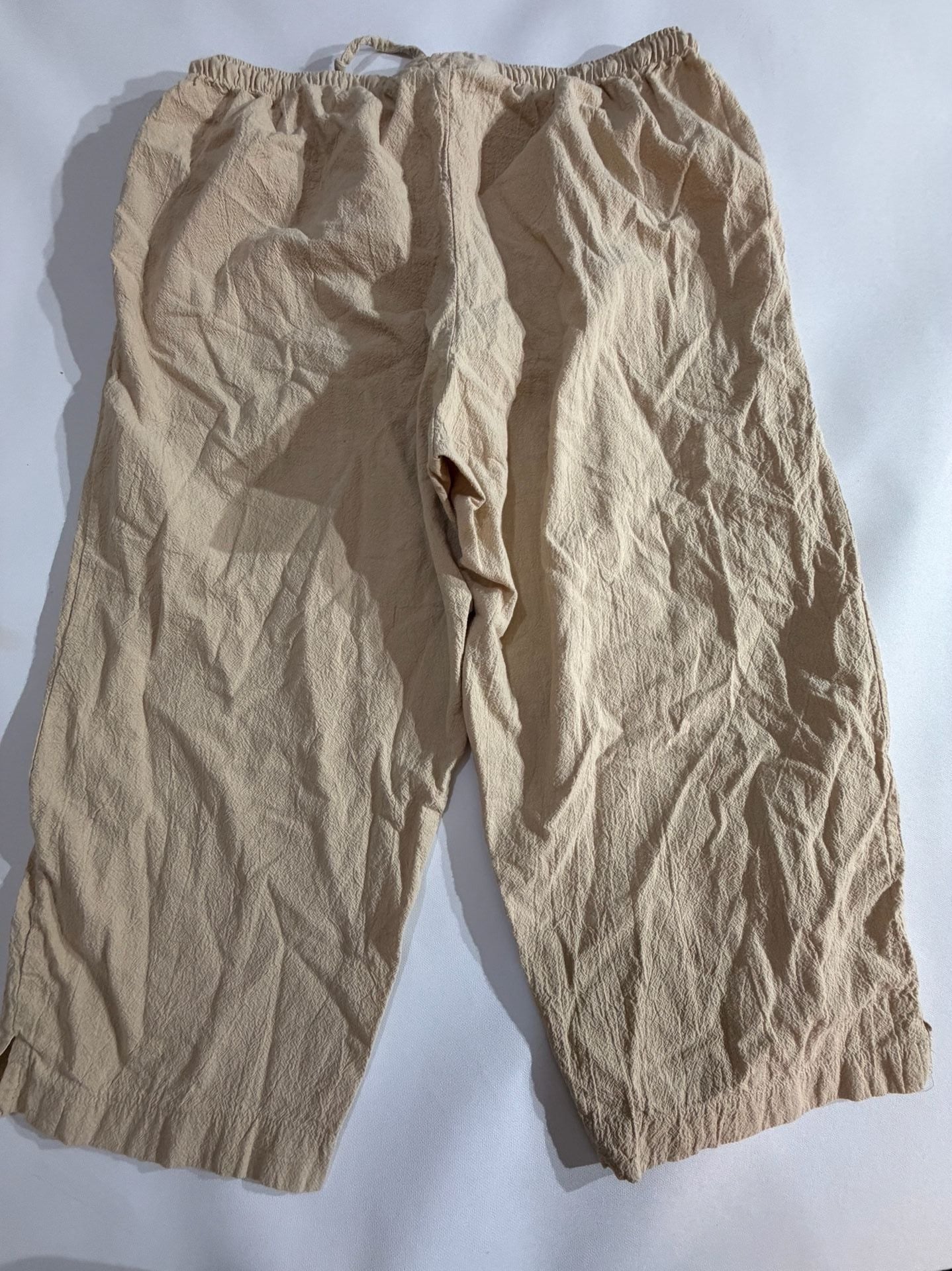 Jane Ashley Beige Embroidered Cotton Capri Pants Womens PXL 7