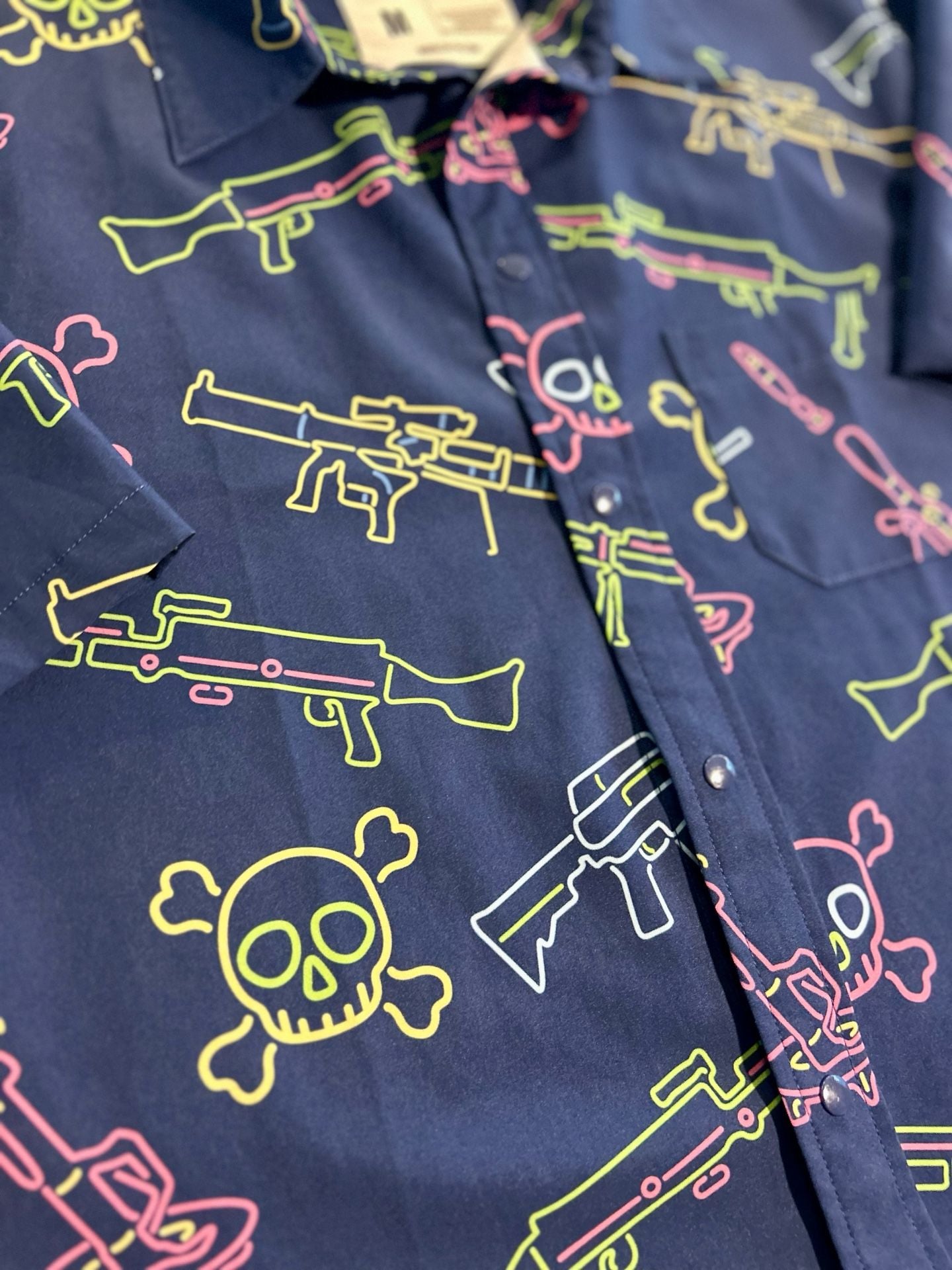 Savage Tacticians Neon Lights & Gun Fights Button-up Size M Blue Shirt 4