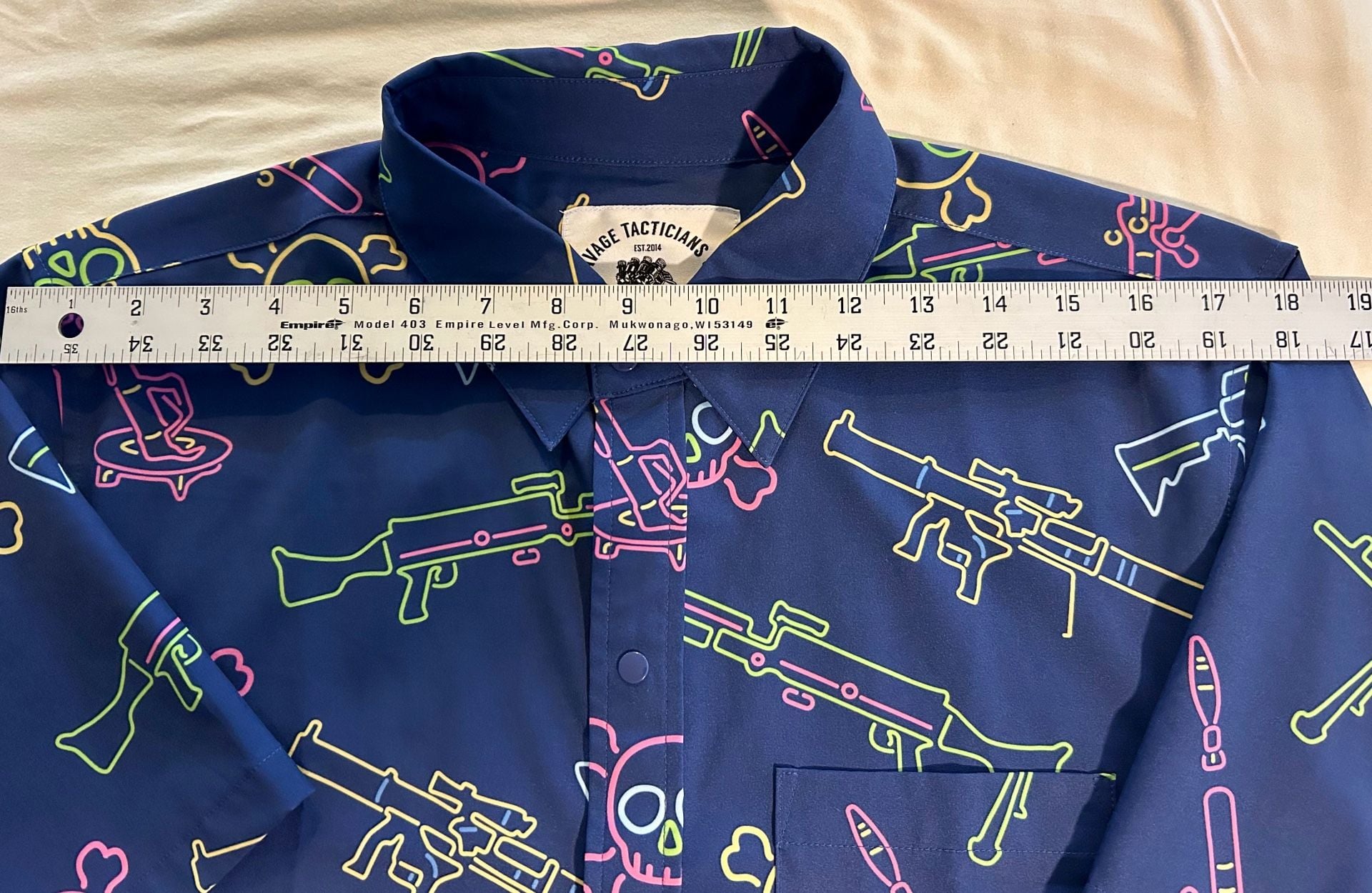 Savage Tacticians Neon Lights & Gun Fights Button-up Size M Blue Shirt 5