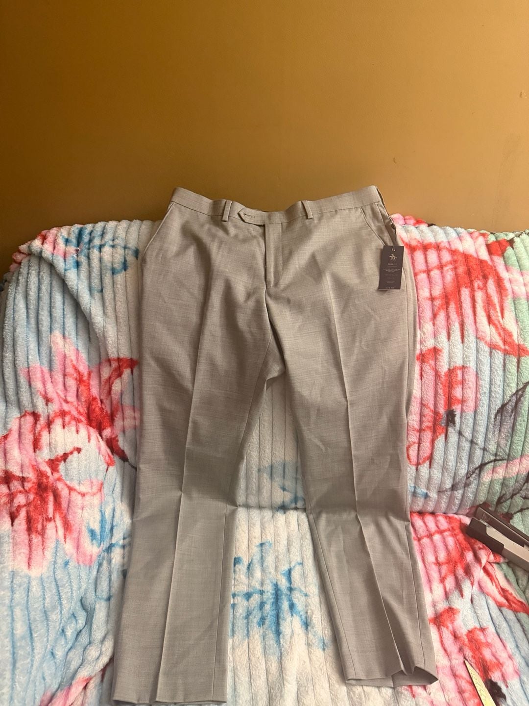 Original Penguin Slim Fit Dress Pants 34x30 Grey Wool Blend New with Tags 8