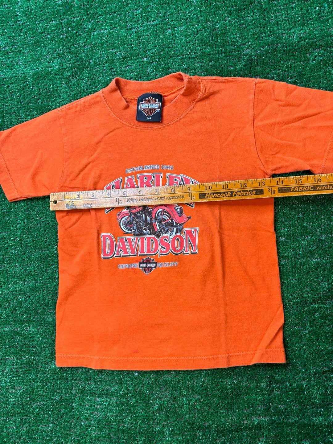 Harley-Davidson Motorcycle T-Shirt Size 2/4 Orange Graphic Tee Kids Youth 8