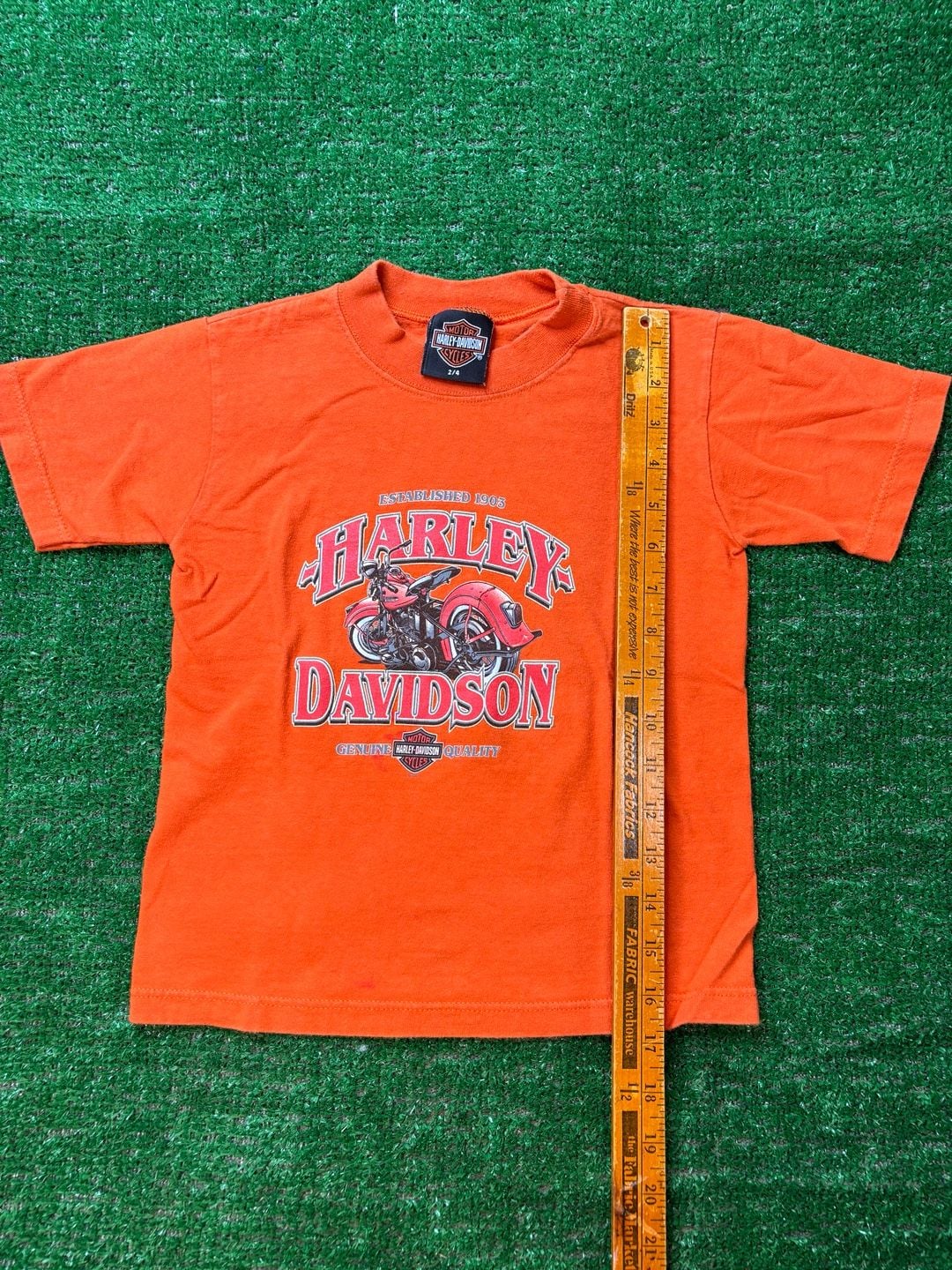 Harley-Davidson Motorcycle T-Shirt Size 2/4 Orange Graphic Tee Kids Youth 9