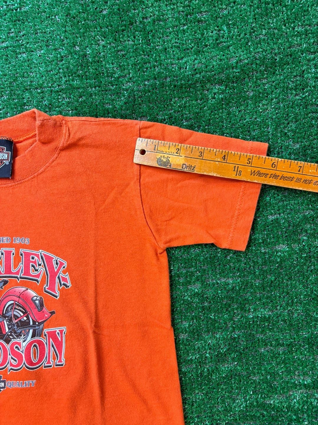 Harley-Davidson Motorcycle T-Shirt Size 2/4 Orange Graphic Tee Kids Youth 10