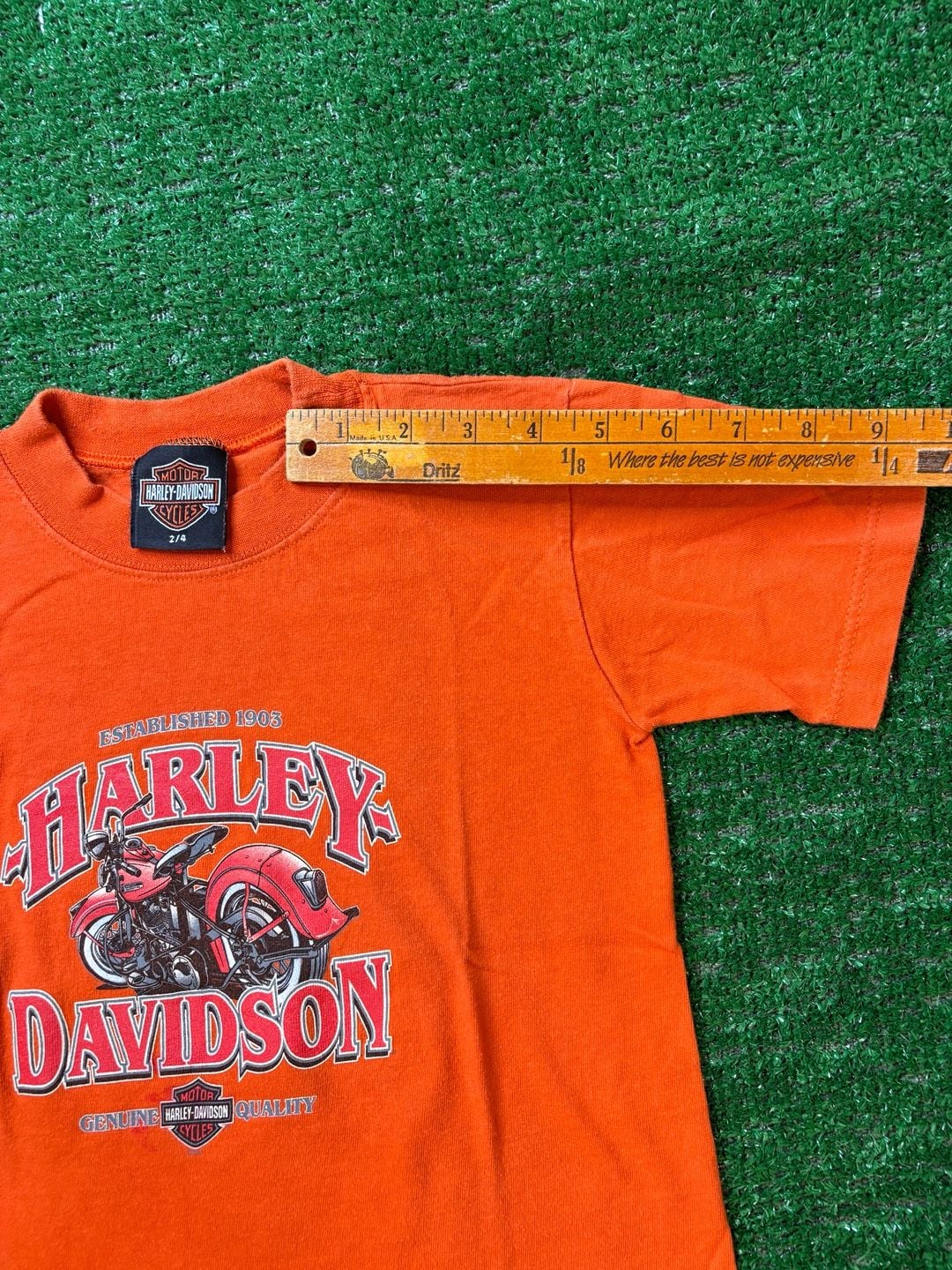 Harley-Davidson Motorcycle T-Shirt Size 2/4 Orange Graphic Tee Kids Youth 11