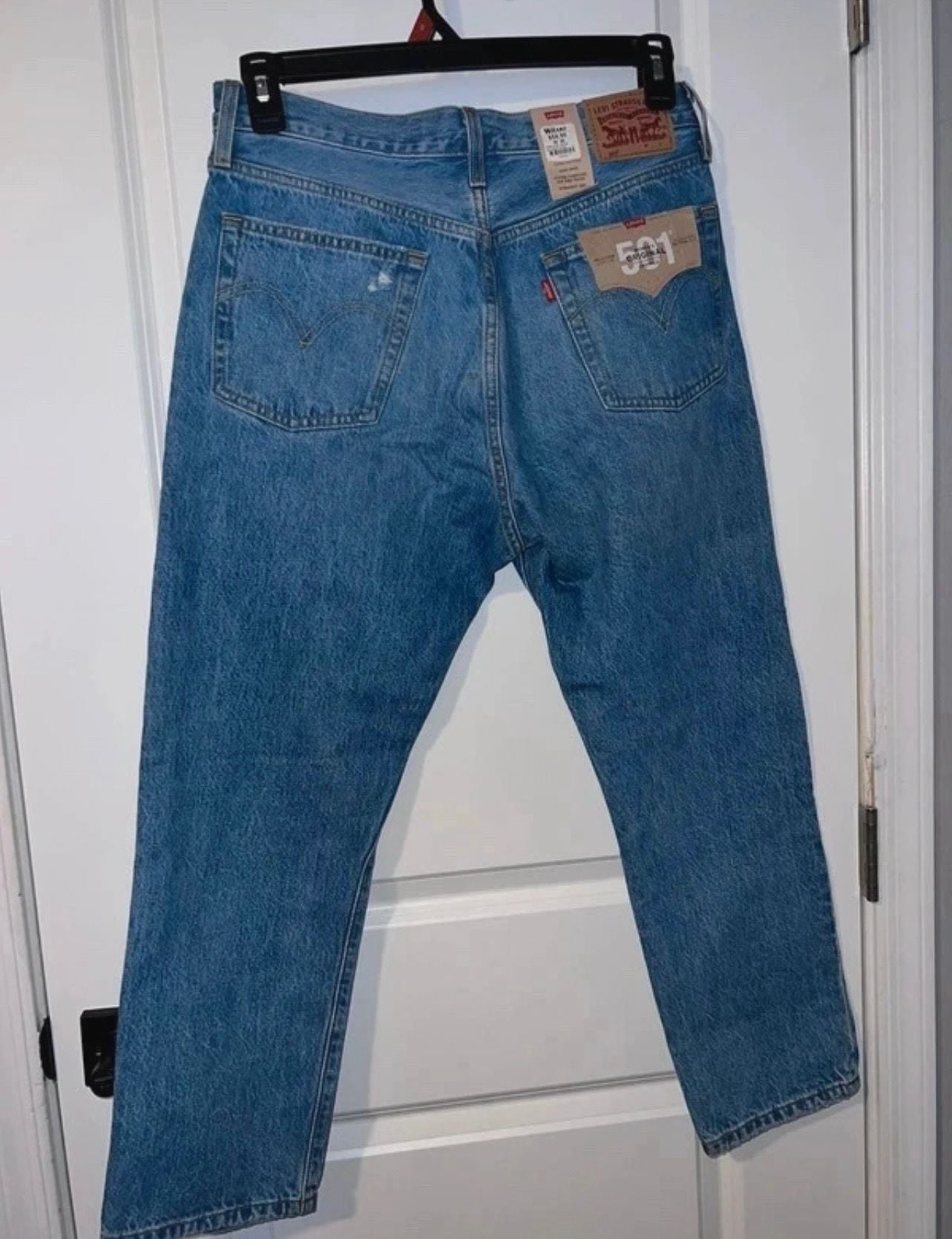 Levi's 501 Original Cropped Jeans Size 30x26 Distressed High Rise Blue Denim 3