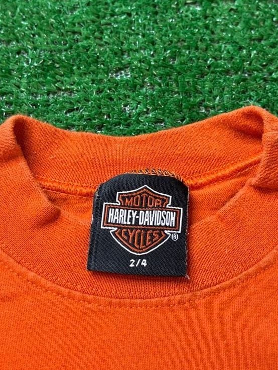 Harley-Davidson Motorcycle T-Shirt Size 2/4 Orange Graphic Tee Kids Youth 7