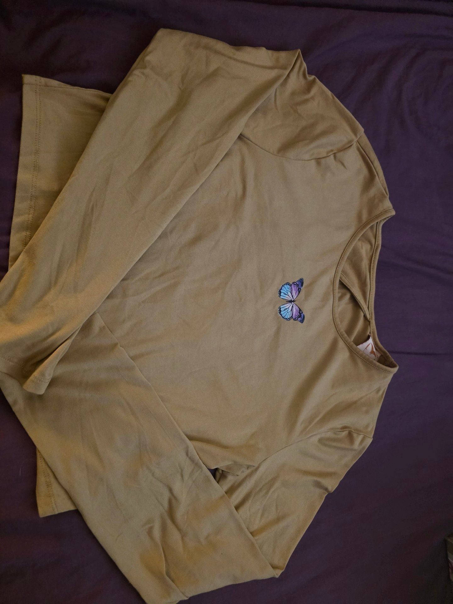 Self Esteem Long Sleeve Butterfly Top Khaki 1