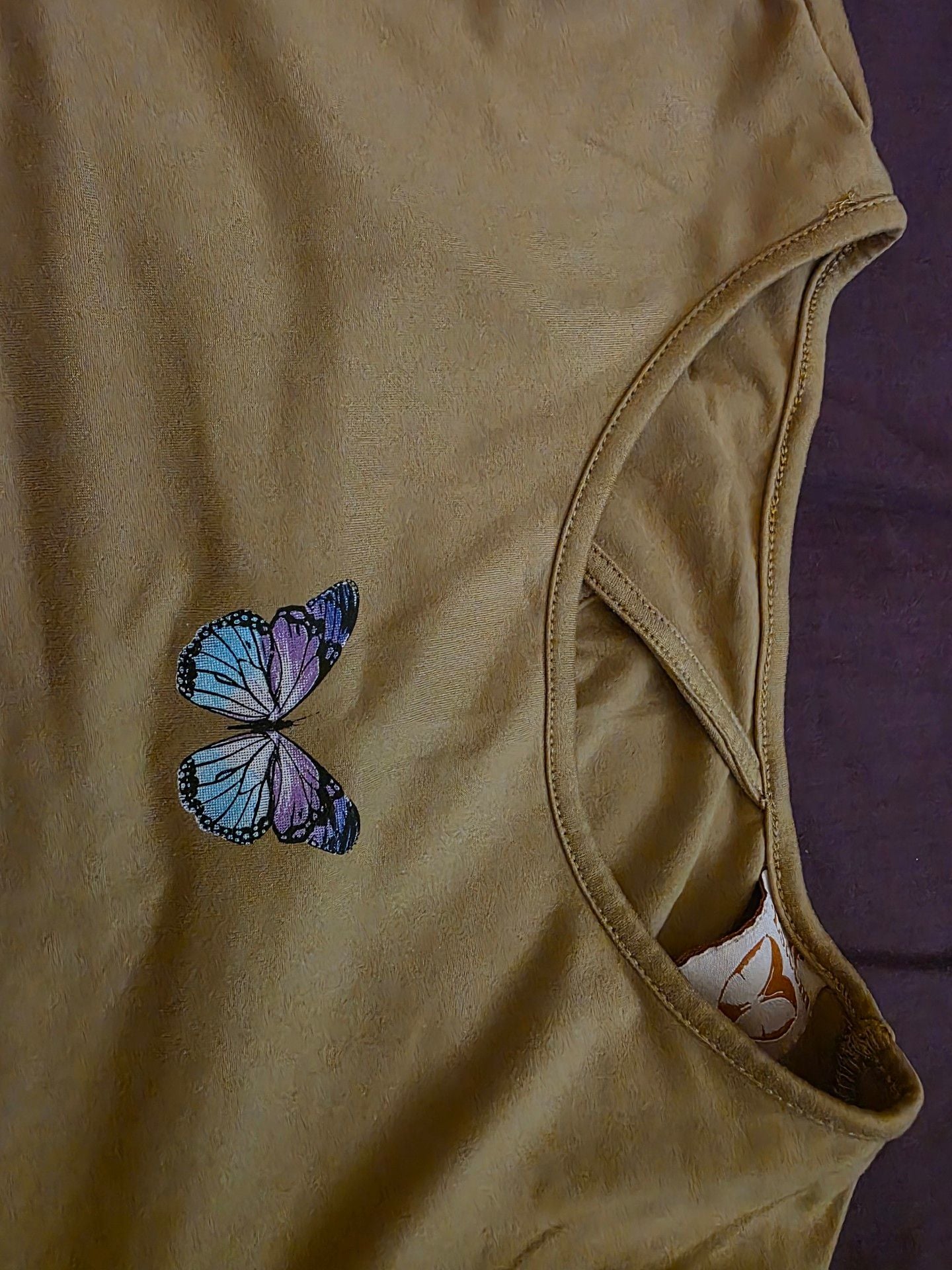 Self Esteem Long Sleeve Butterfly Top Khaki 2