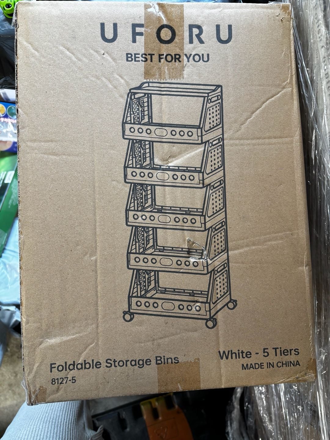 Uforu Foldable Storage Bins 5 Tiers White 2